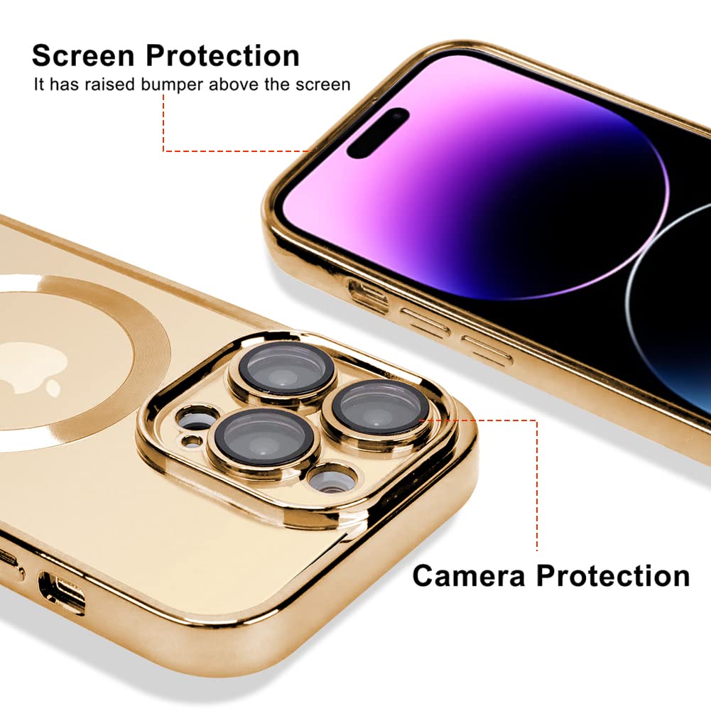 Ook Compatible Iphone 14 Pro Max Case With Camera Lens Protector (Compatible With Magsafe) Anti Scratch Shockproof Protective Sl
