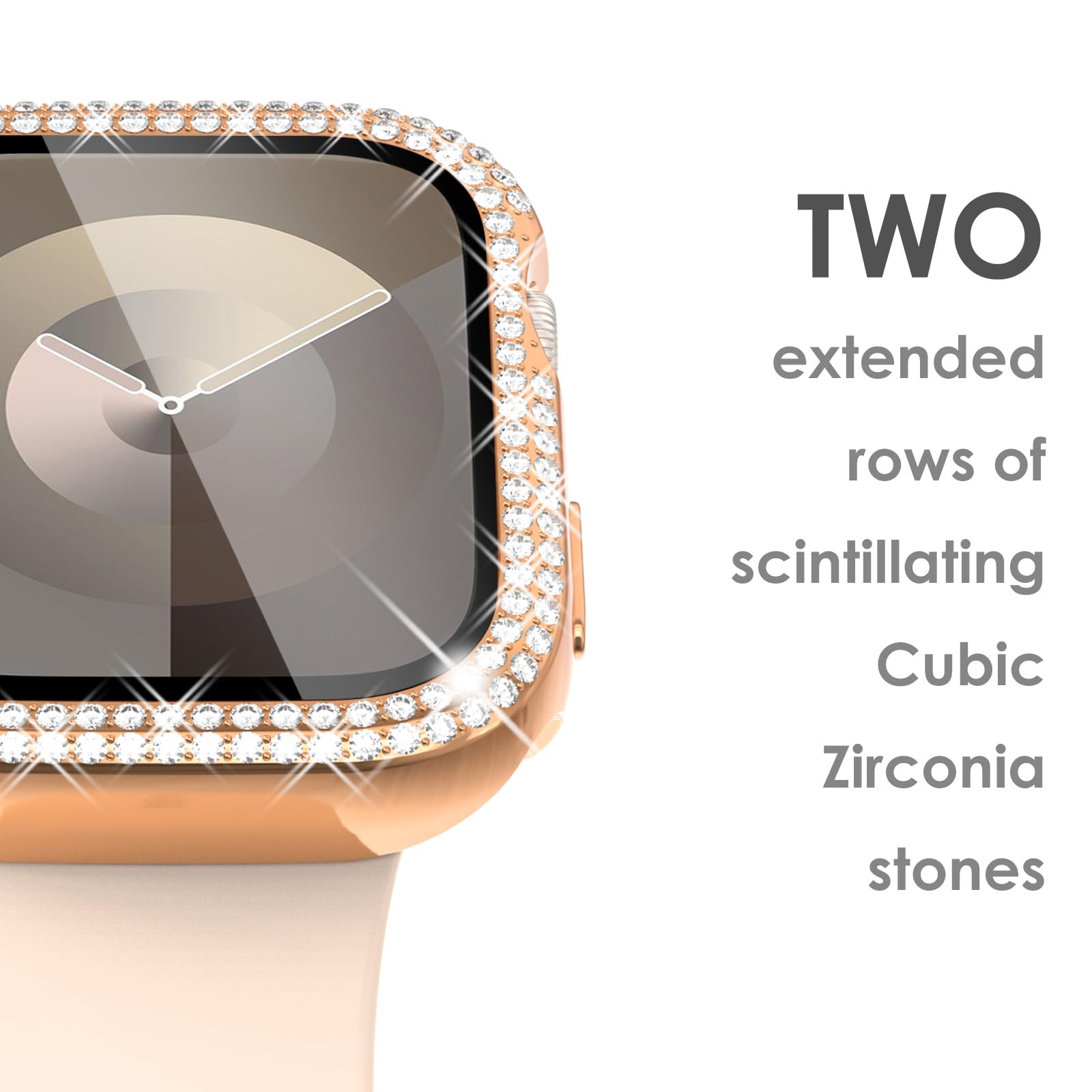 Surace 45Mm Case Compatible With Apple Watch Series 9 Series 8 Series 7 Case With Screen Protector, Bling Diamond Overall Protec