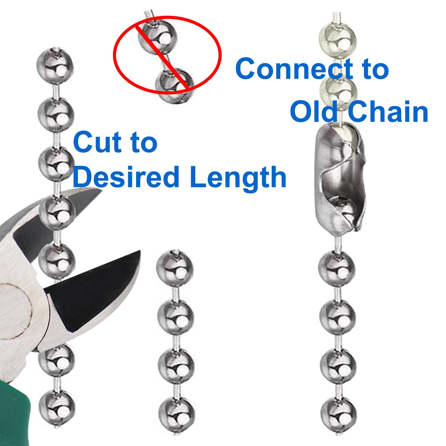 Aeknewo 2 Pack 12 Inch Ceiling Fan Pull Chain, 3Mm Beaded Ball Chains White Wooden Decorative Pendant Extension Chains For Ceili