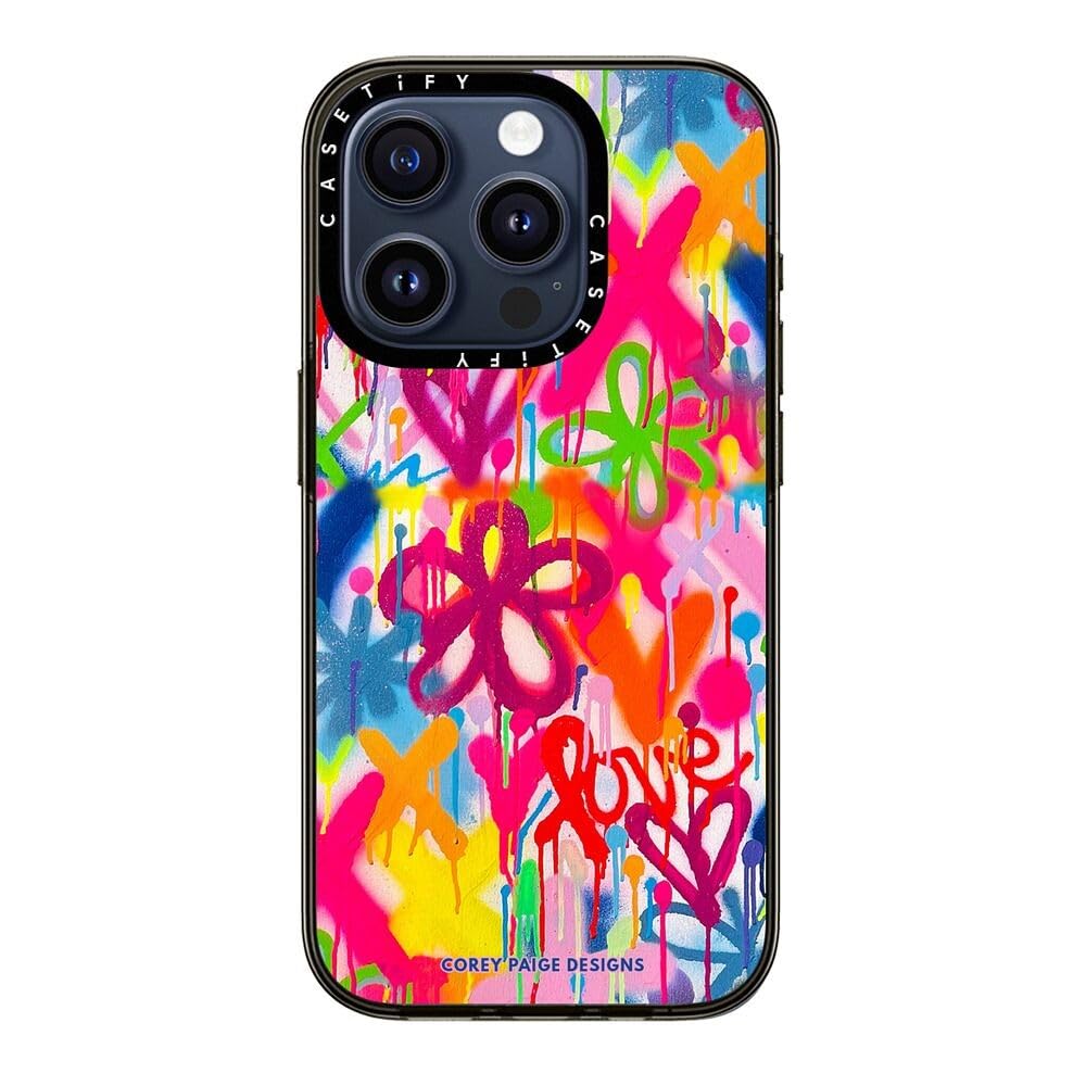 Casetify Compact Iphone 15 Pro Case [2X Military Grade Drop Tested / 4Ft Drop Protection]   Graffiti Street Style   Clear Black