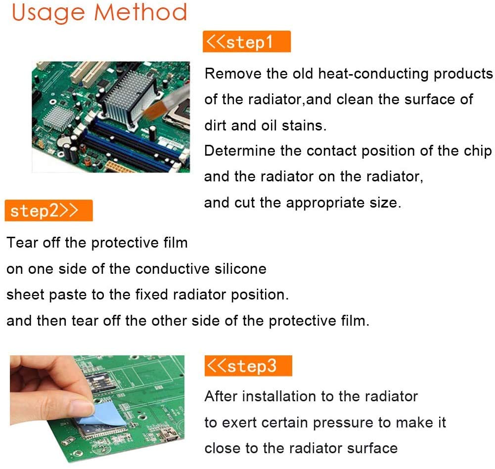 Aiyunni Thermal Pad, 200X200X3Mm Highly Efficient Thermal Conductivity 6.0 W/Mk, Insulated Heat Resistant High Temperature Resis
