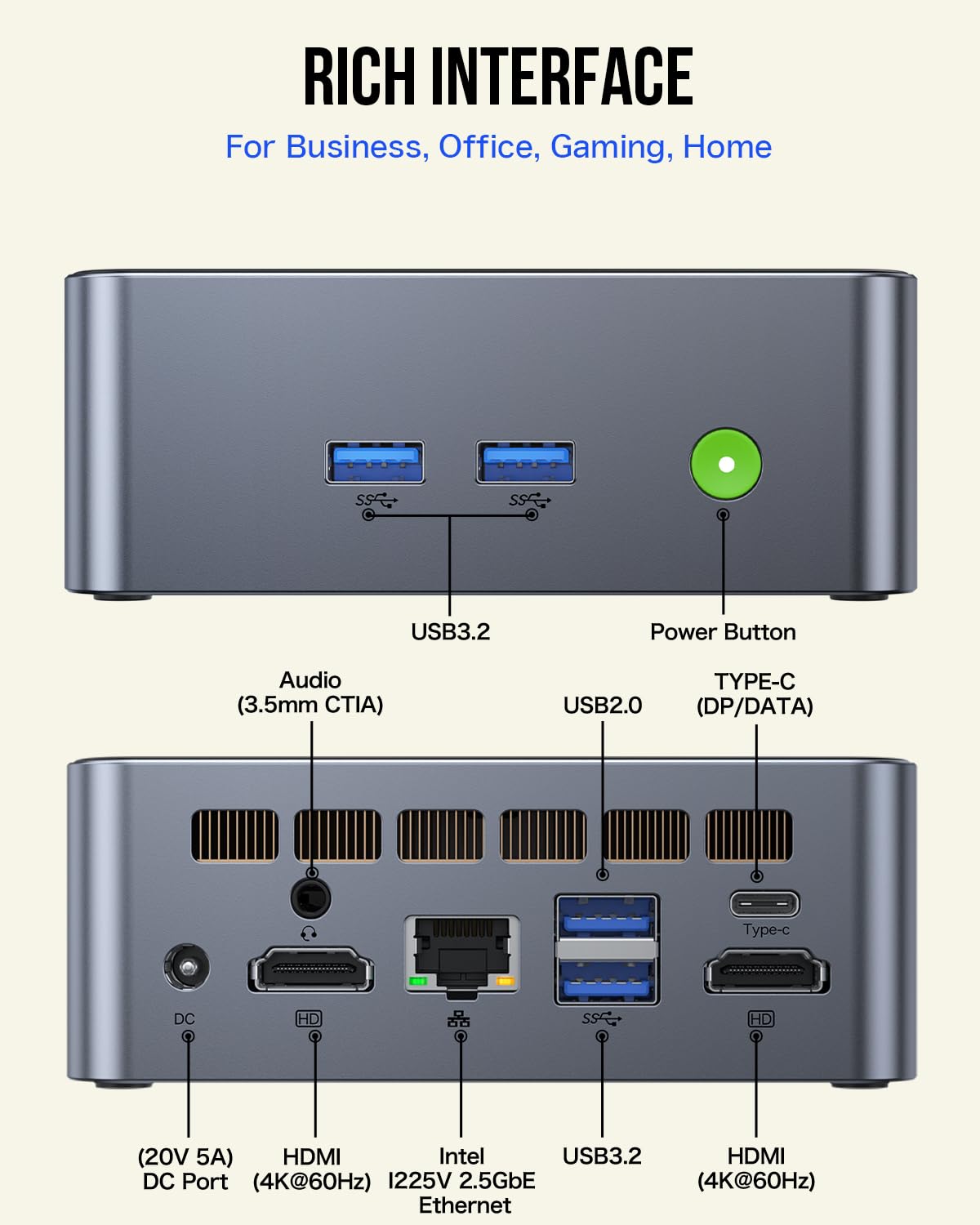 Gmktec Mini Desktop Computer, M3 Intel Core I5 12450H (8C/12T, Up To 4.40Ghz) Preinstalled Windows 11 Pro Mini Pc 16Gb Ddr4 (8Gb