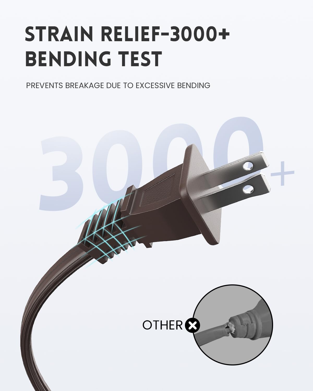 Plugtul Indoor Extension Cord 10 Ft, 2 Prong Brown Extension Cord, 3 Polarized Outlets With Safety Cap Protect For Home Office,