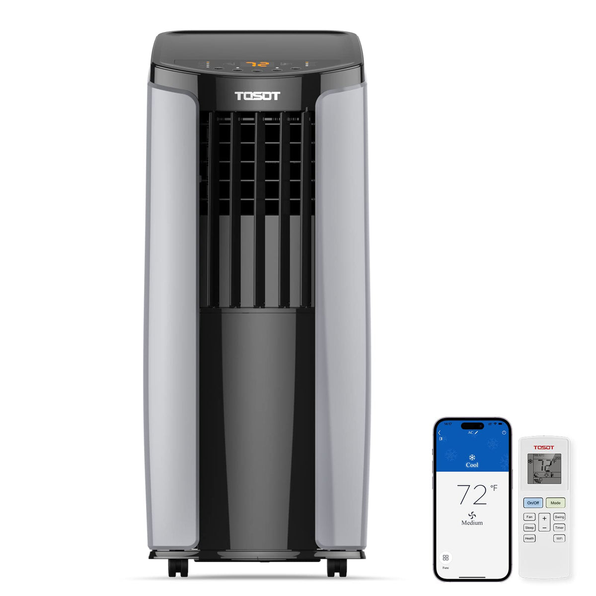 Tosot 9,700Btu (5,000 Btu Sacc) Portable Air Conditioner, Smart Wifi Control, Ac Unit With Dehumidifier, Fan, Window Kit For Eas