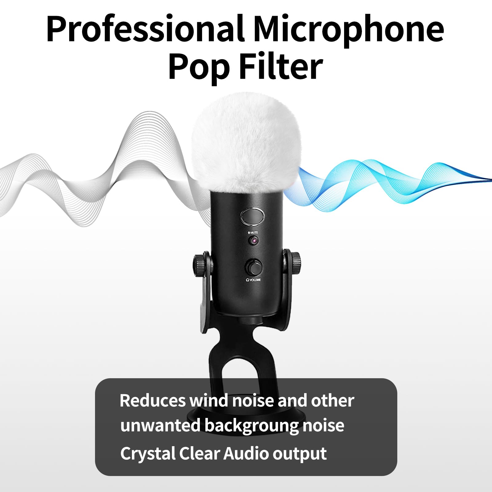 Pop Filter For Blue Yeti Microphone,Professional Mic Covers Foam With Furry Windscreen Muff Isolation Windshield For Yeti,Yeti X
