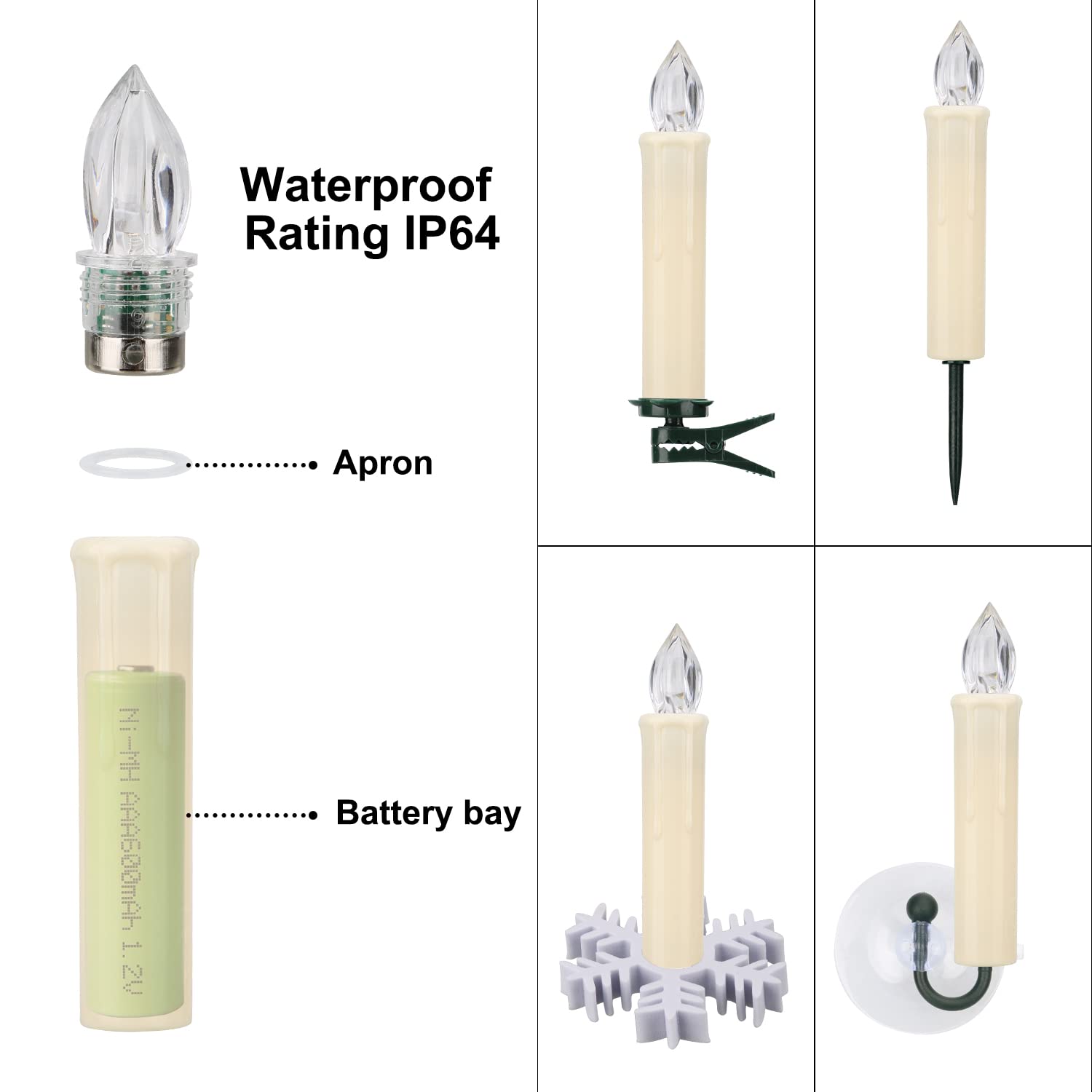 Fpoo 10Pcs Clip On Candles For Christmas Tree, Small Candle Lights Battery Operated With Remote Timer, Flickering Taper Candlest