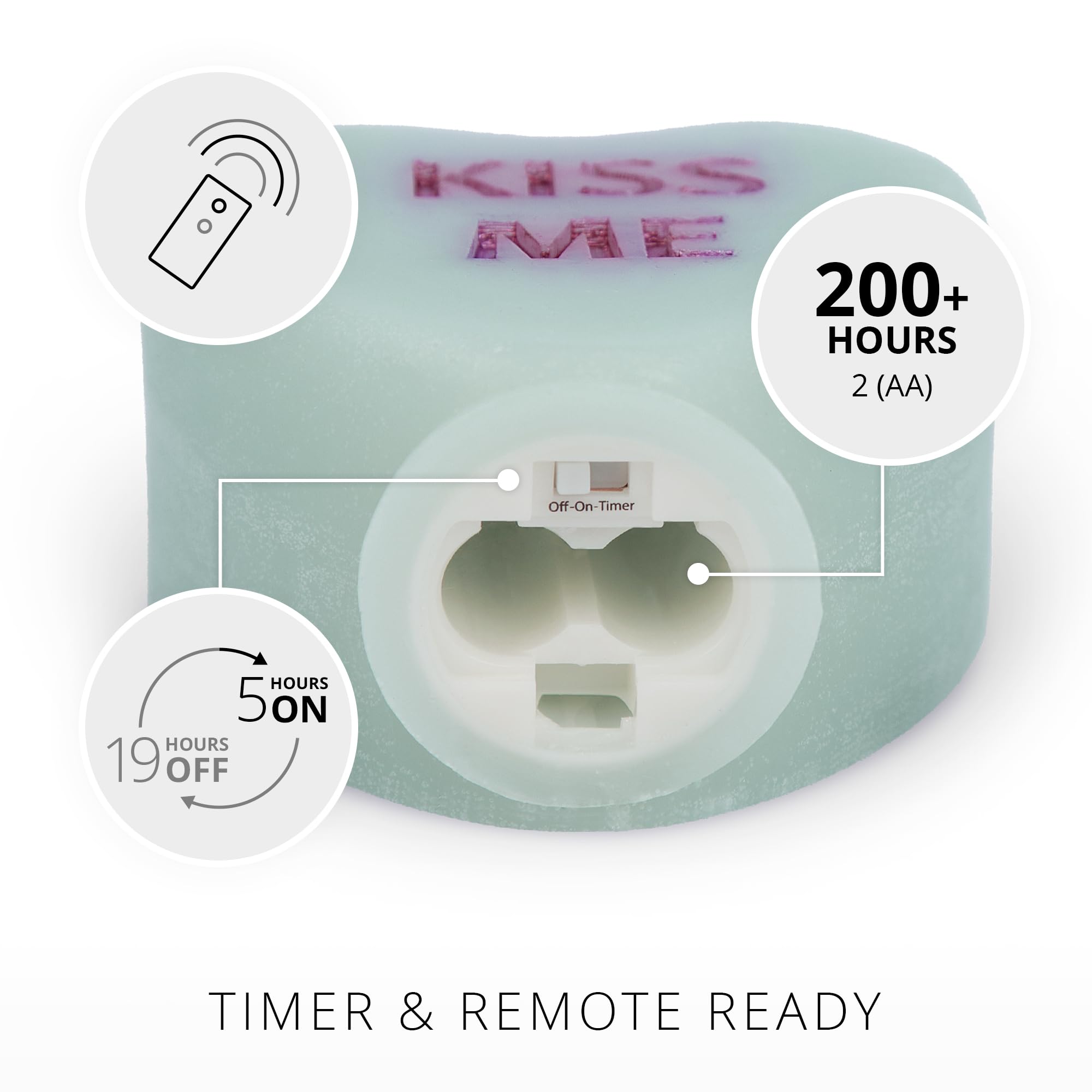 Luminara Candy Heart Kiss Me Fresh Mint Candle  Flameless Real Flame Romantic Battery Operated Led Decor  Valentine'S Day Collec