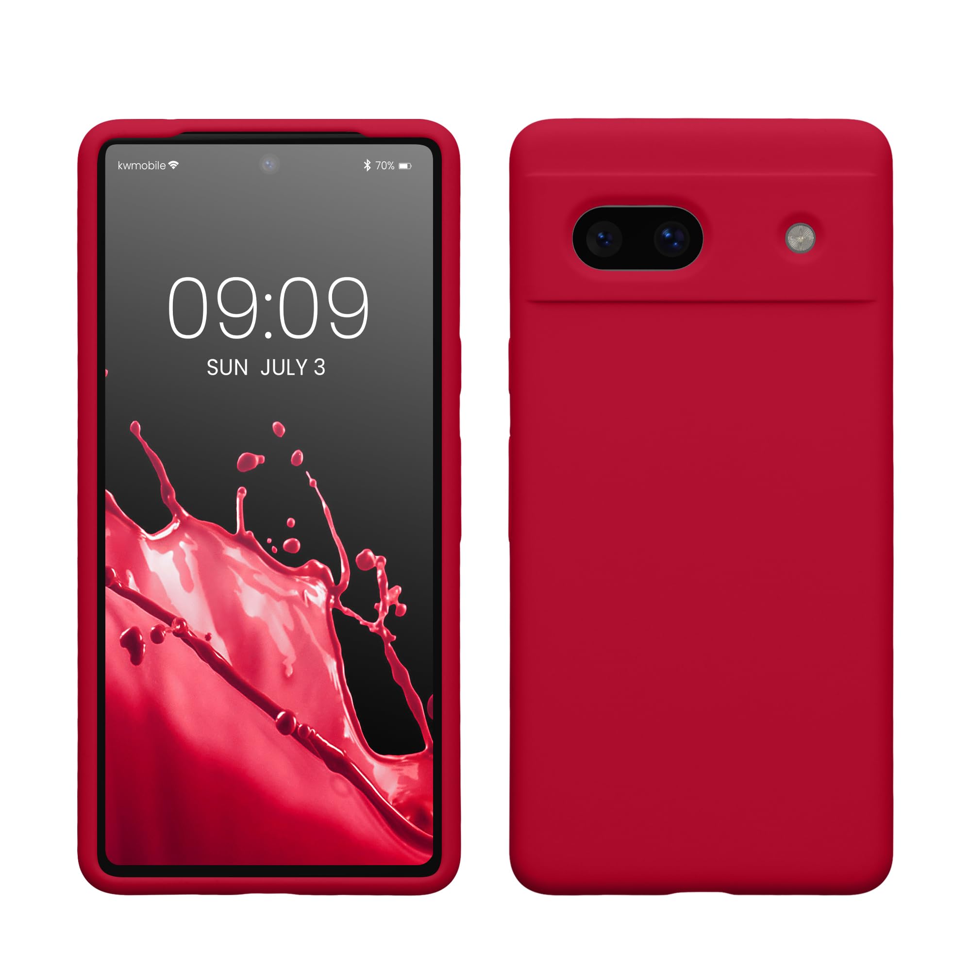 kwmobile Case Compatible with Google Pixel 7a Case - TPU Silicone Phone Cover with Soft Finish - Sweet Cherry