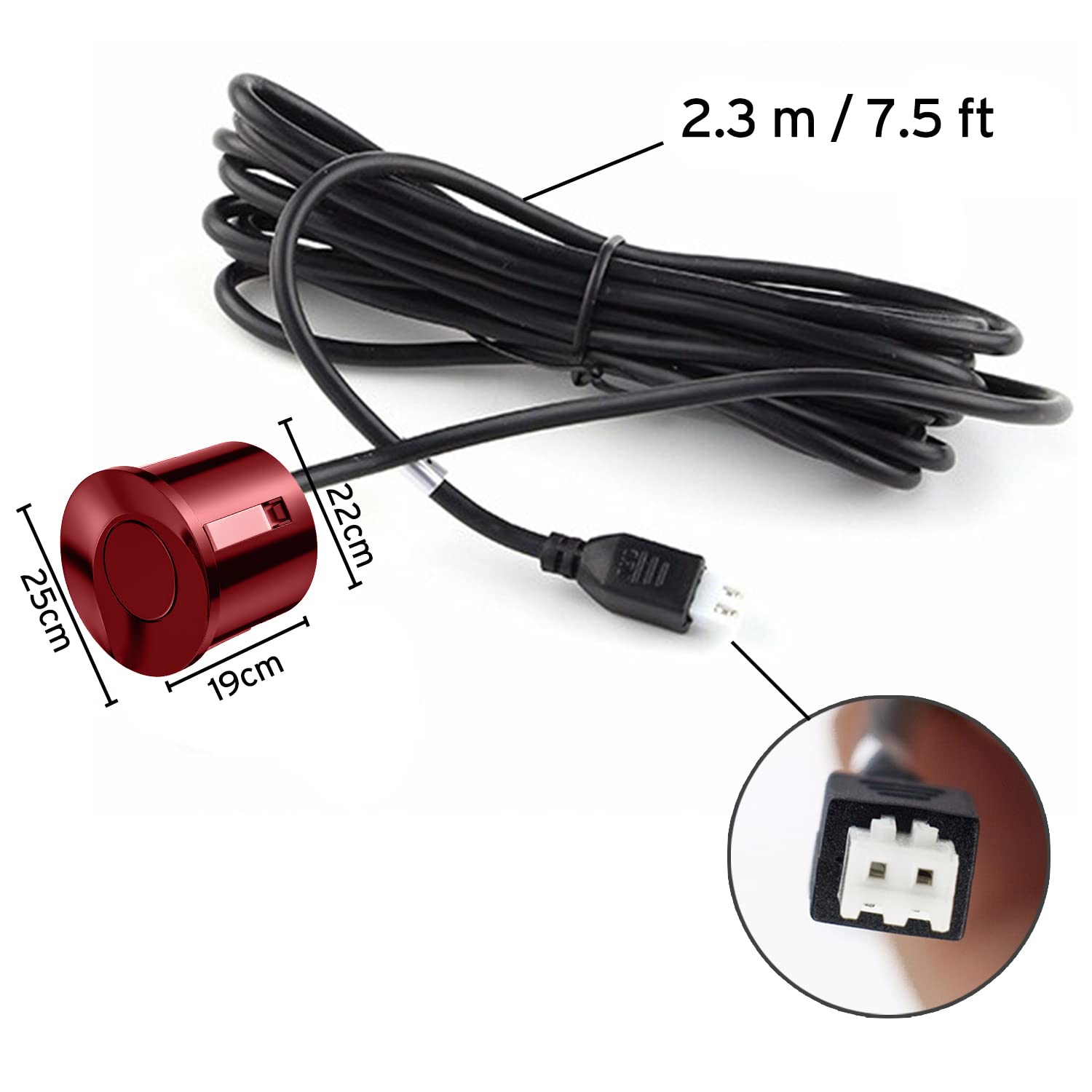 Car Parking Radar 7.5Ft/2.3M, Universal Reverse Sensors Weatherproof Auto Car Parking Reversing Aid Sensors Radar Buzzer, Pack O