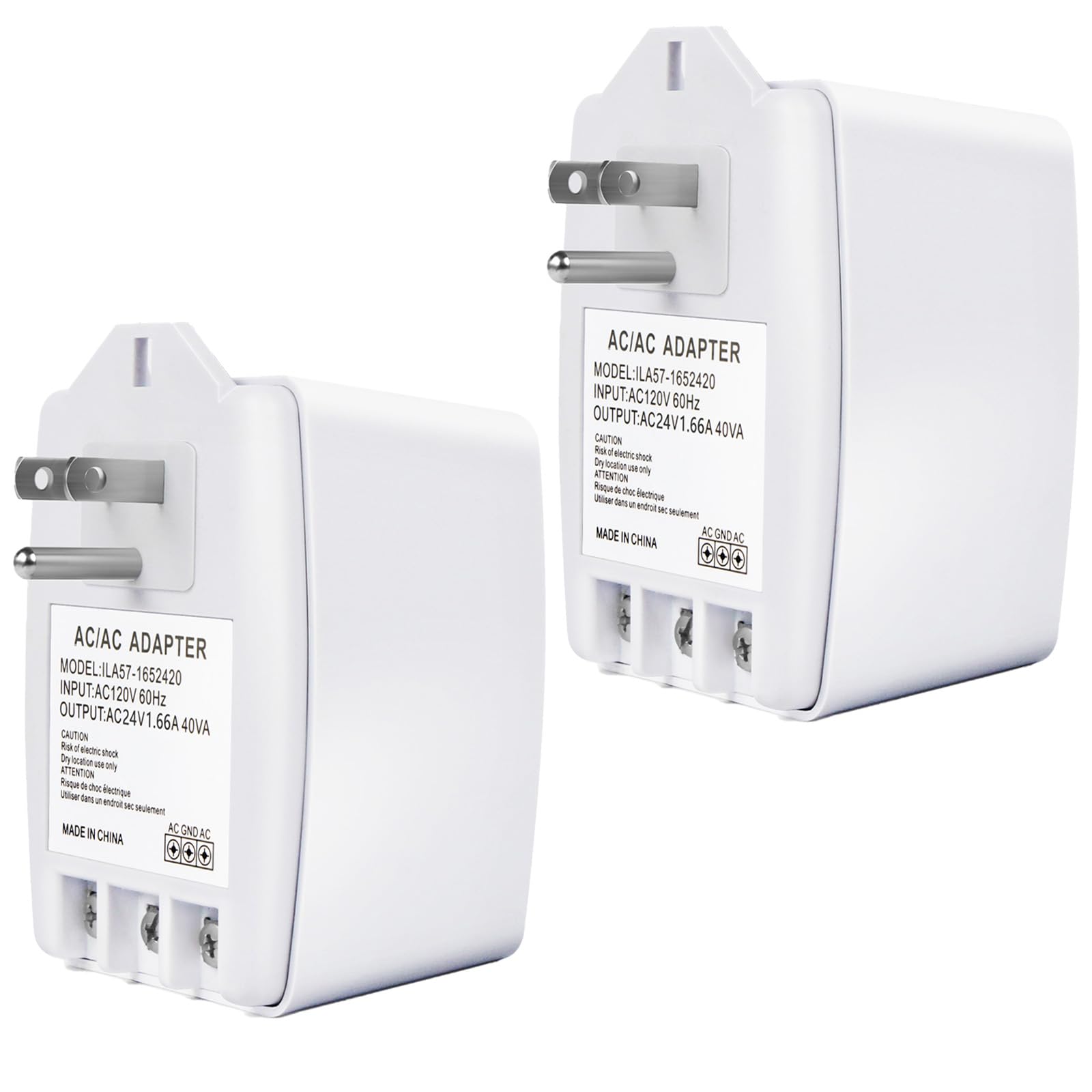 2 Pack 24V 40Va Transformer, Doorbell Transformer Plug Into Outlet Compatible With Nest Ecobee Sensi Honeywell Door Bell Transfo