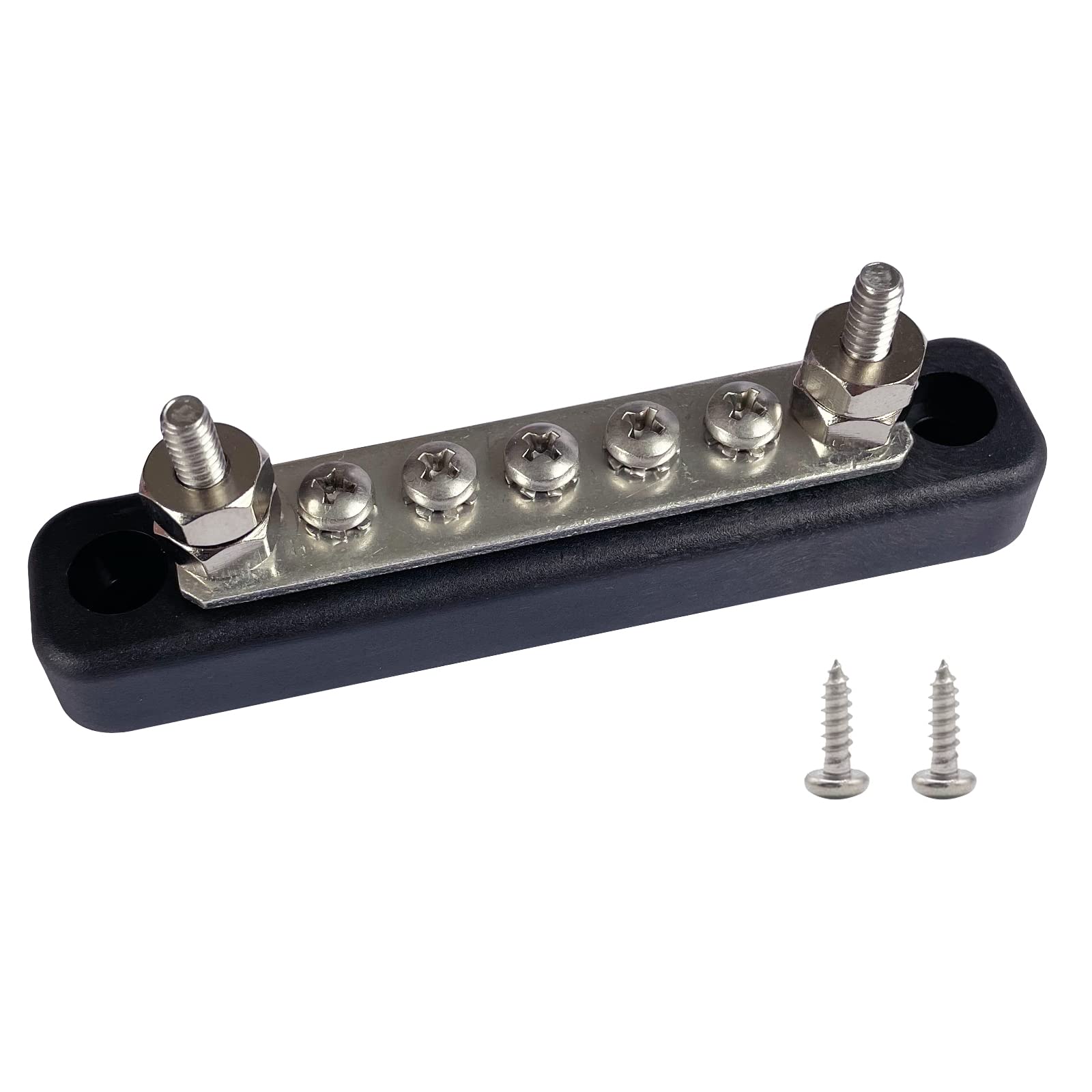 5 Terminals Bus Bar, Ampper 4.2'' Ground Distribution Block Brass Battery Busbar Junction For Car Vehicle Rv Truck Marine Boat A