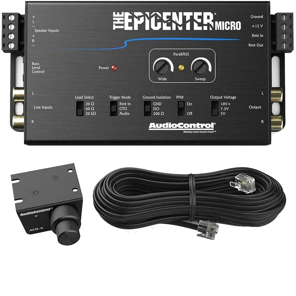 Audiocontrol The Epicenter Micro Bass Restoration Processor & Line Output Converter, Car Audio Compact Bass Booster W/Acr 4 Remote Control