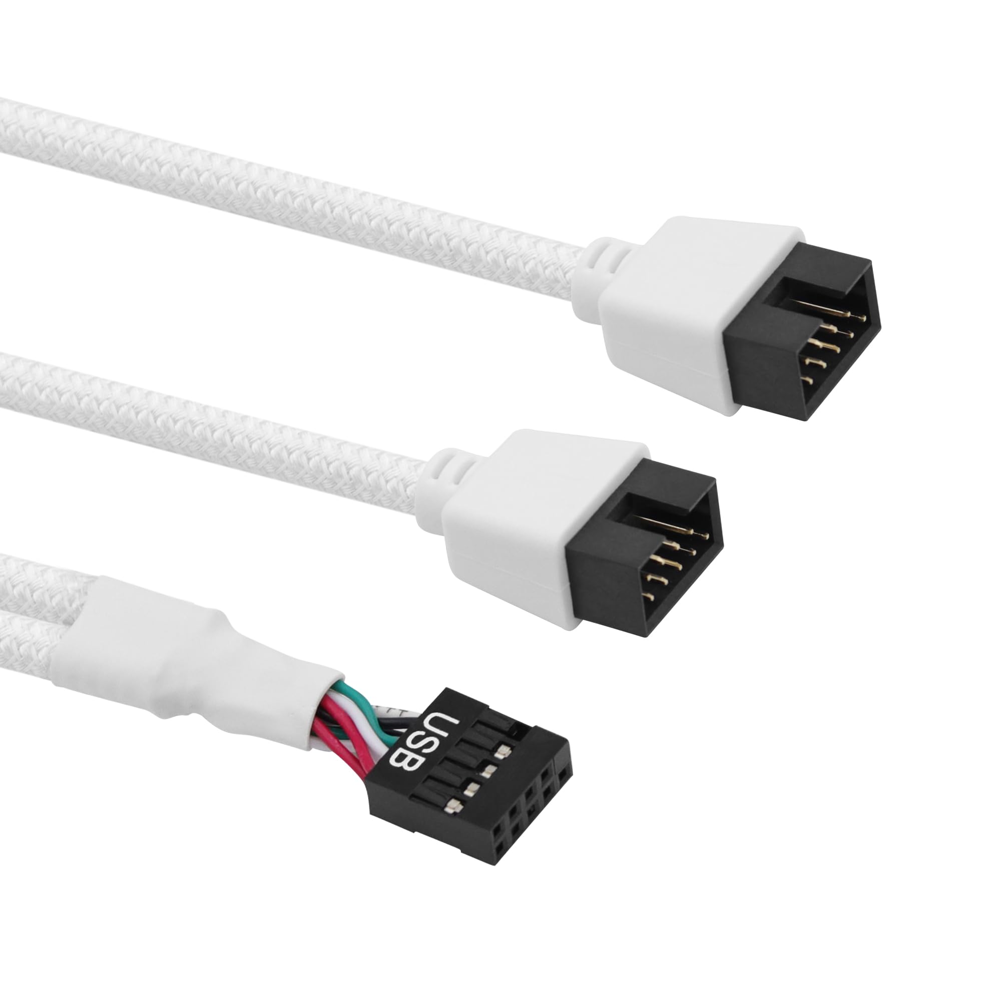 Gelrhonr 2Pcs Usb 2.0 9Pin Female To Dual 9 Pin Male Extension Cable,Motherboard 9 Pin Usb2.0 Header Splitter Nylon Braided For