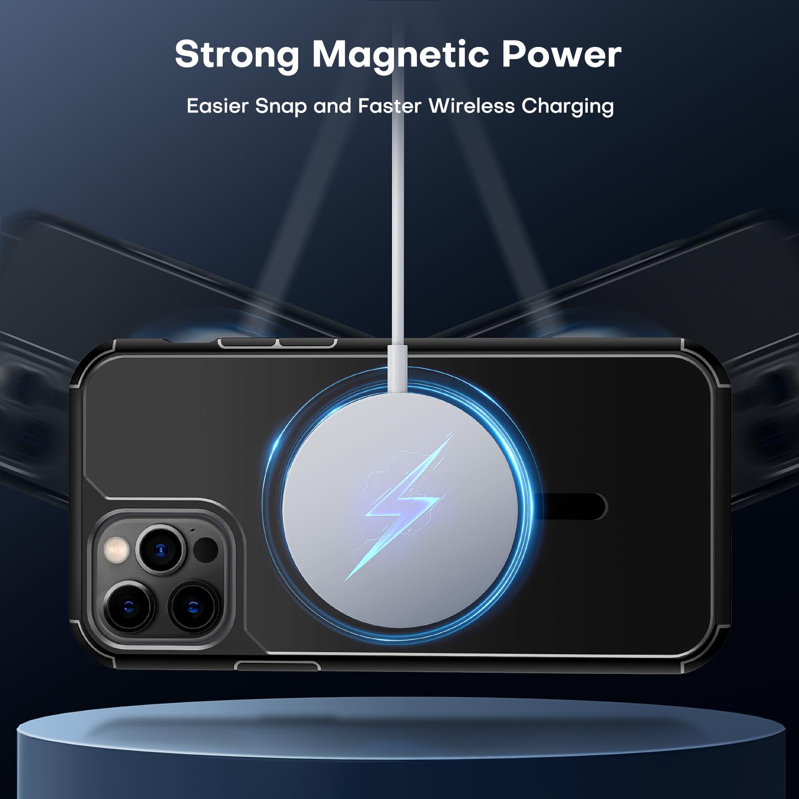 Tauri For Iphone 12 Pro Max Case Black, Compatible With Magsafe [Yellowing Resistant] With 2X Screen Protectors, Military Grade