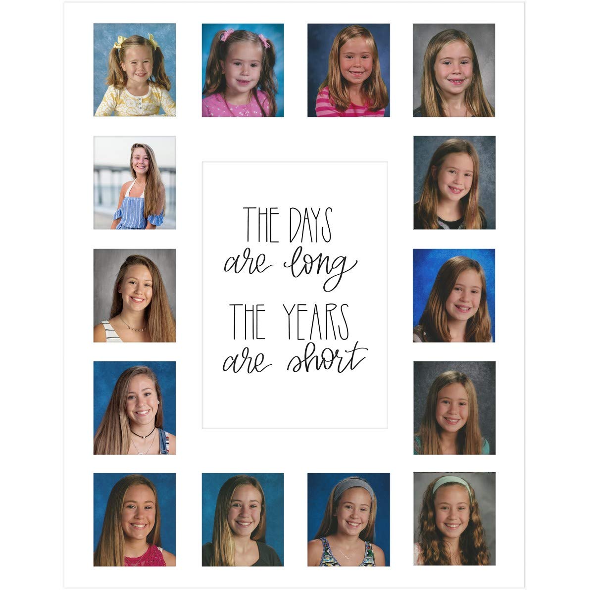 School Days Picture Mat With Multiple Openings-School Years Photo Collage - The Days Are Long Picture Mat - No Frame - 2 Pre-Sch