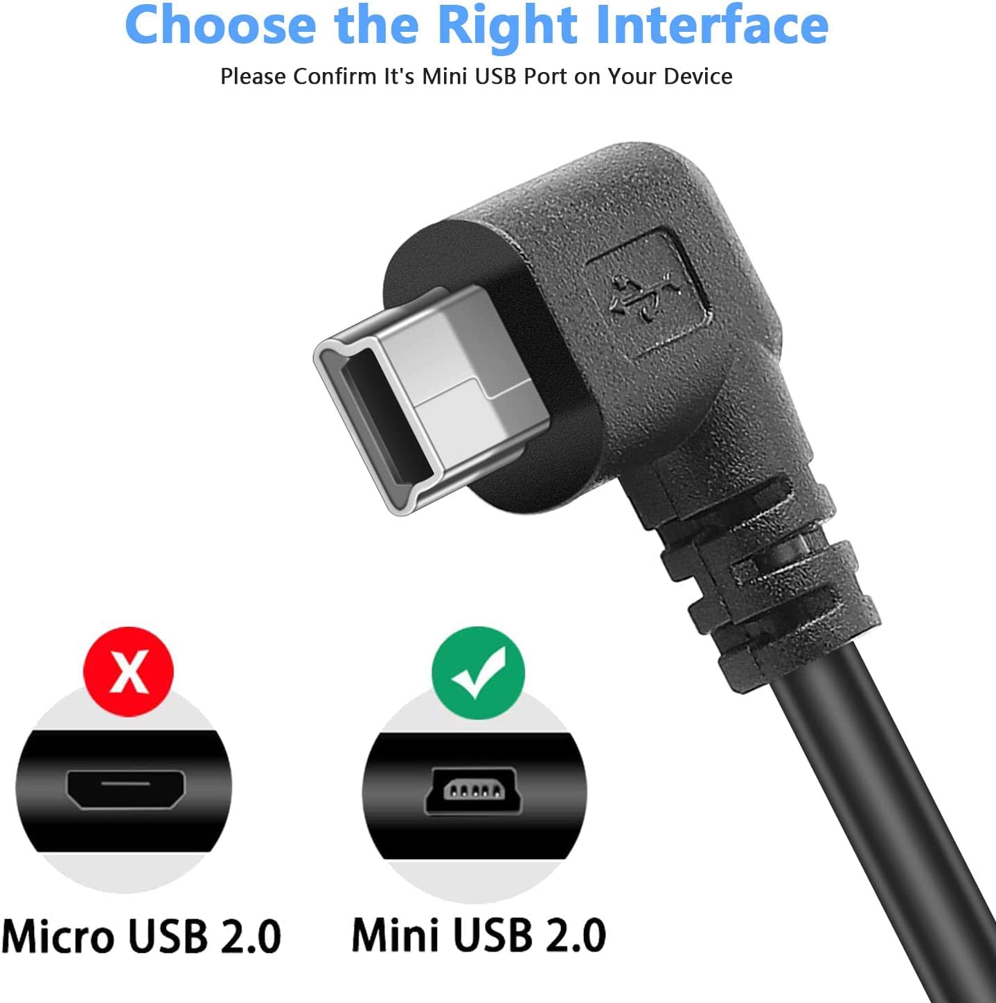 Arifayz Mini Usb Charging Cable For Q3 Dash Cam, Usb 2.0 A Male To Mini B Car Vehicle Power Charger Adapter Cord For Dash Cam Re