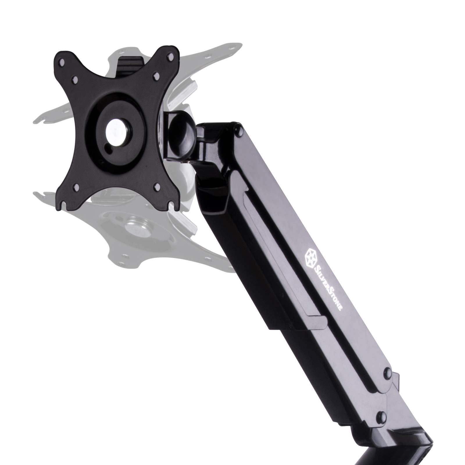 Silverstone Technology Arm12B Vesa Monitor Riser Arm Mount For Monitors Up To 36'' And 12Kg (Acer And Asus Monitor Compatible) (