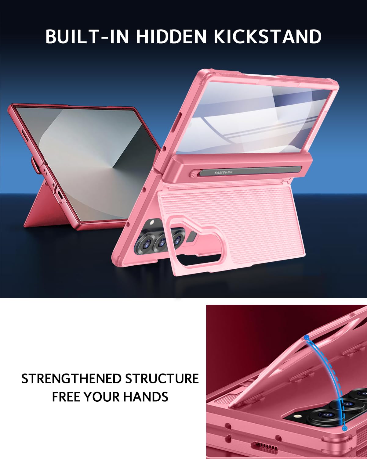 Ninki Stylus For Samsung Galaxy Z Fold 7 Case With Slim S Pen Holder And Hidden Kickstand, Drop-Proof Hinge Screen Protector Pho