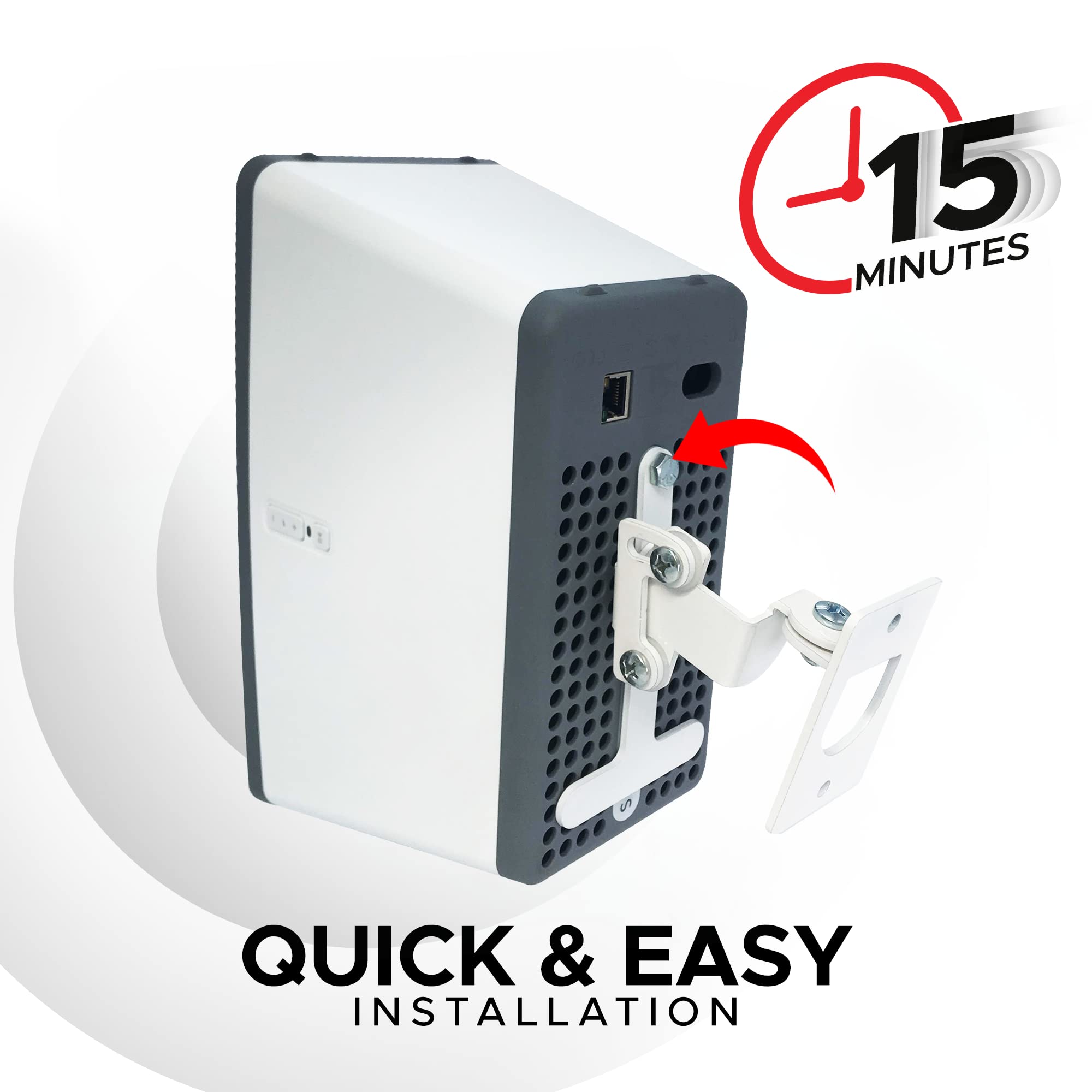 Play 3 Wall Mount White, Compatible With Sonos Play:3, Adjustable Swivel & Tilt Mechanism, Mounting Bracket Includes All Fixings