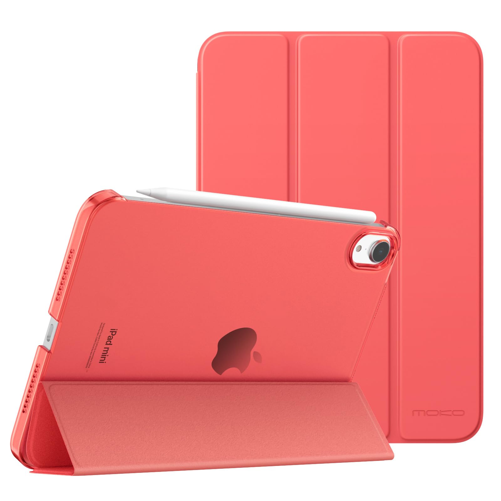 MoKo for iPad Mini 7 (A17 Pro) Case 2024,iPad Mini 6 Case 2021,8.3 inch iPad Mini 7th/6th Generation Case,Slim Lightweight Hard Back Shell Stand Cover for iPad Mini 2024 with Touch ID, Tangerine