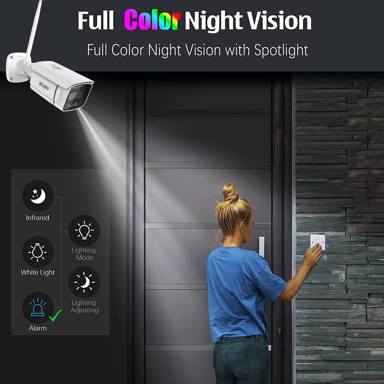 Reigy 3Mp Wifi Security Camera System With Floodlight And 1Tb Hard Drive Preinstalled, 2K Outdoor Home Surveillance Set 8Ch Nvr