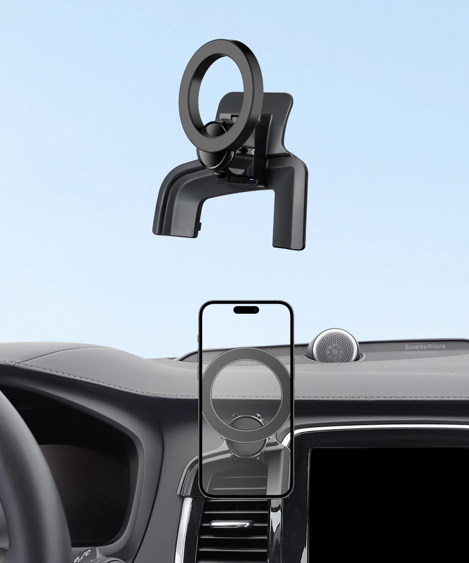 MaserWeller Car Phone Holder for 2016-2025 Volvo XC90 Accessories, 360 Rotation Phone Mount Compatible with MagSafe, Cell Phone 