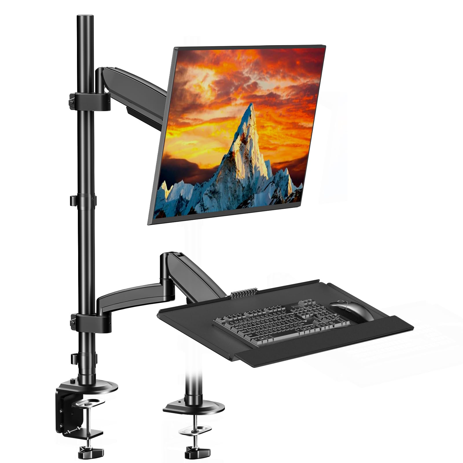 PUTORSEN Sit Stand Monitor Desk Mount with Keyboard Tray for 1732 Screens