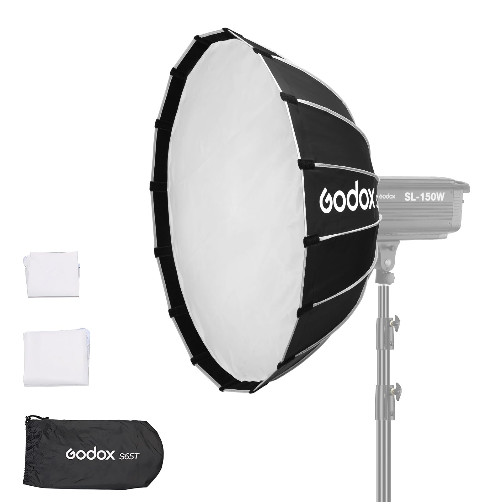 Godox S65T 25.6'' 65Cm Umbrella Softbox Bowens Mount Small Softbox With Diffuser Quick Release Compact Small Umbrella Softbox Fo