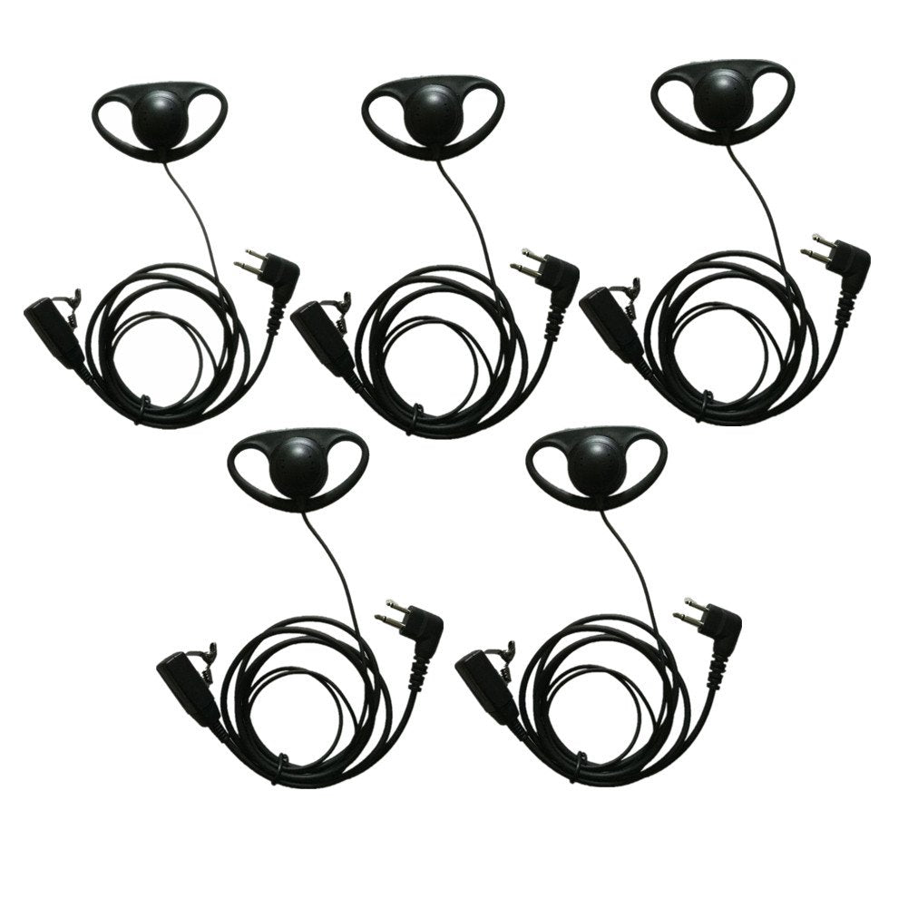 2 Pin Earpiece And Mic, Lsgoodcare D Shape Ear Hook Headset Earphone Ptt Compatible For Motorola Two Way Radio Cp100 Cls1410 Cls