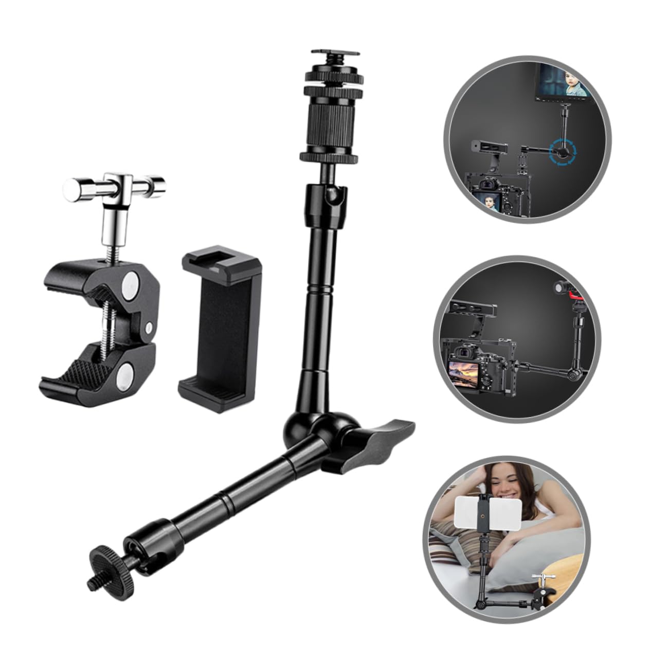 Feltechelectr 1Set Adjustable Phone Holder For Car Desk Compact Mobile Phone Stand With Sturdy Structure Rotatable Design Easy S