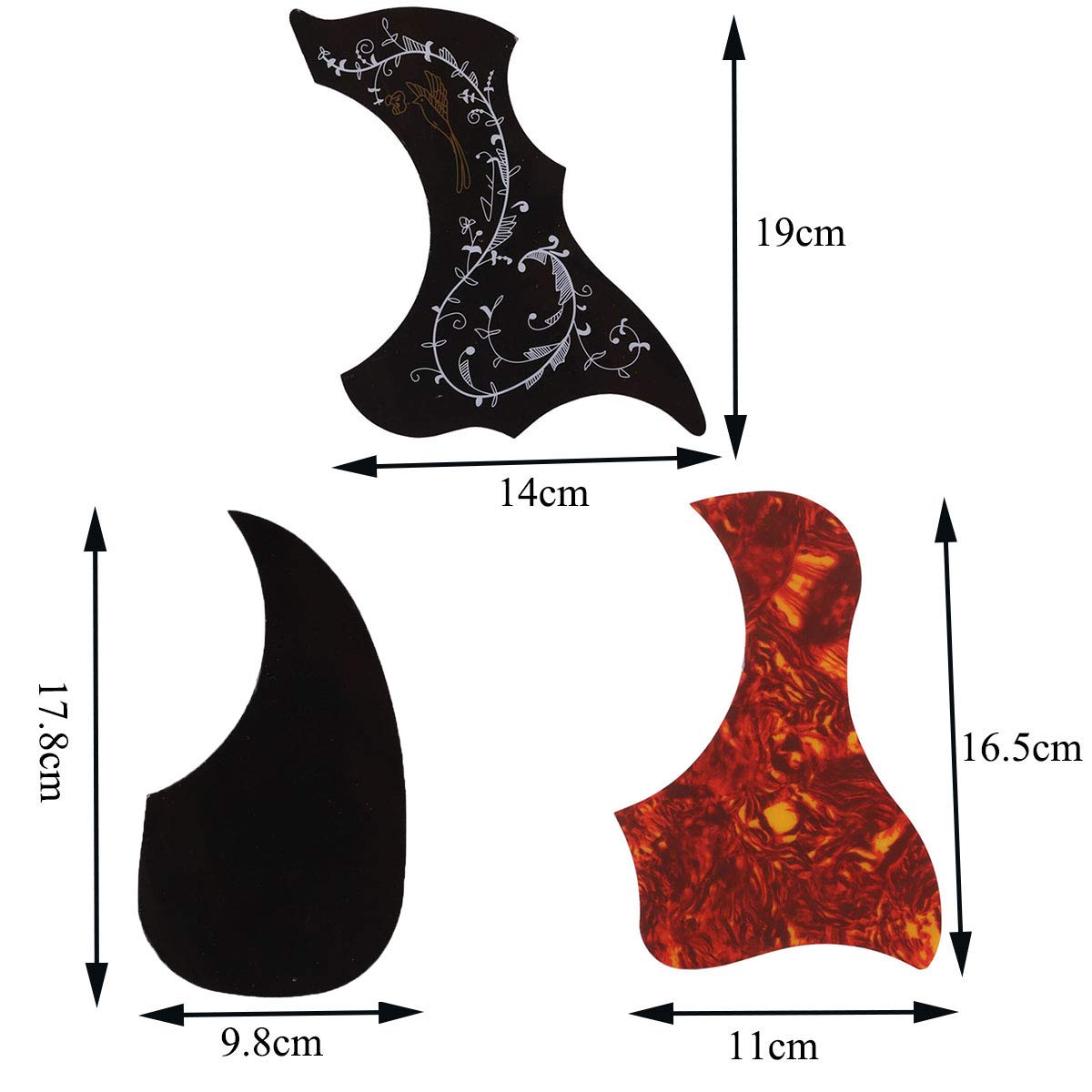 Pakala66 Acoustic Guitar Pickguard Pack Of 5, Hummingbird And Water Shaped Self Adhesive