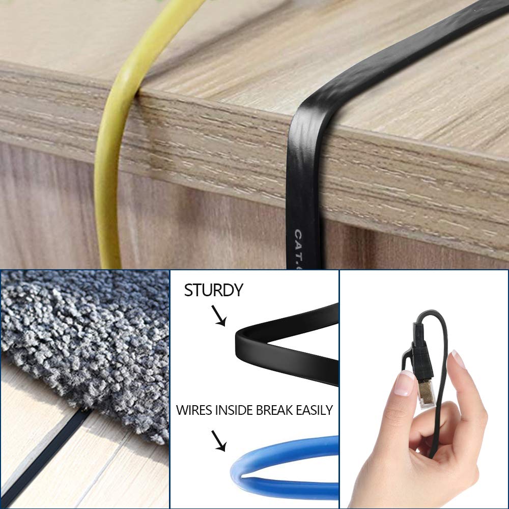 Deego Cat 8 Ethernet Cable 20 Ft, High Speed Flat Network Cable Shielded, 40Gbps 2000Mhz Lan Ethernet Cable U/Ftp 30Awg With Gol