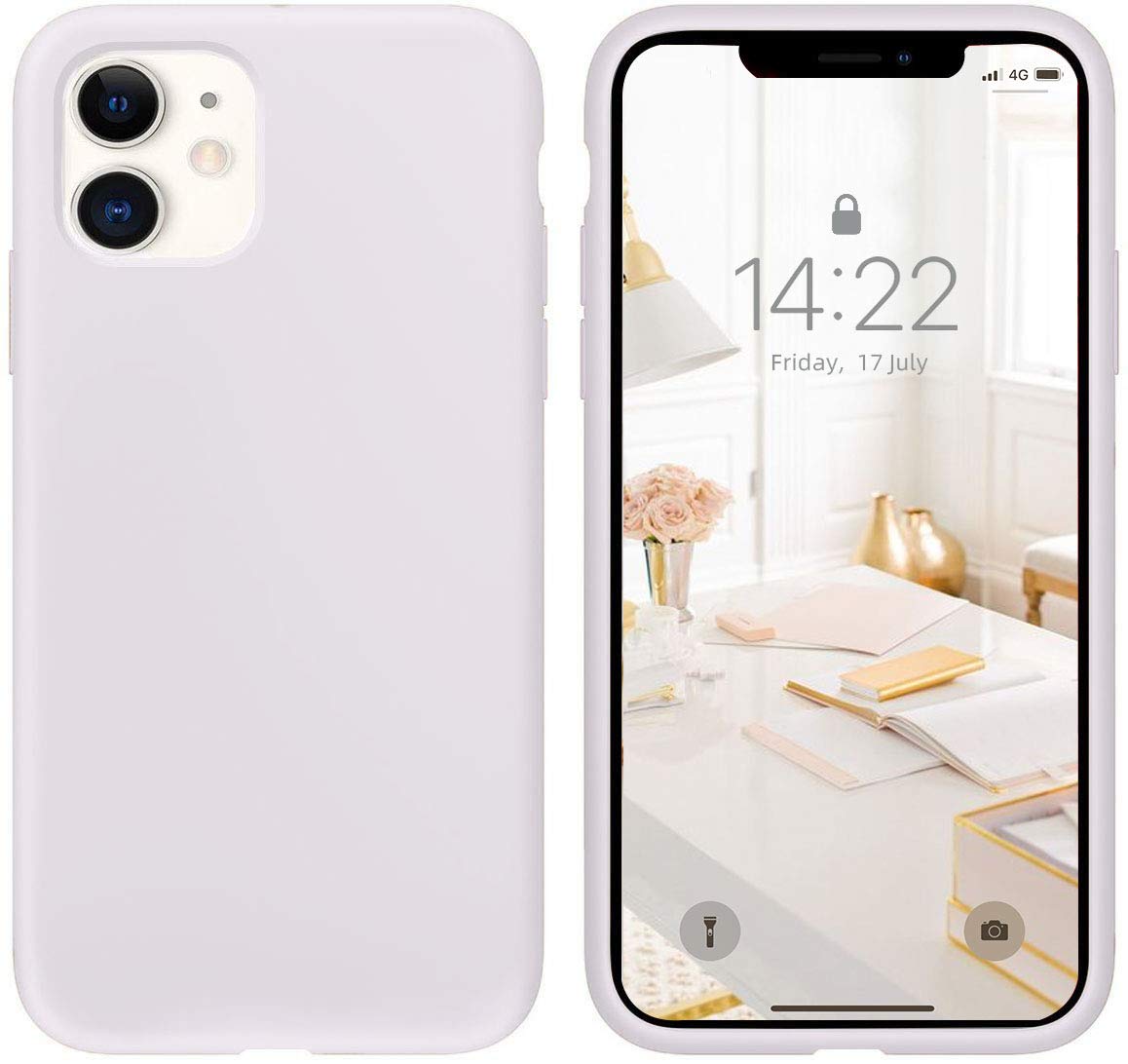 Icesword Iphone 11 Case White, Thin Liquid Silicone Case, Soft Silk Microfiber Cloth, Matte Pure White, Gel Rubber Full Body, Co