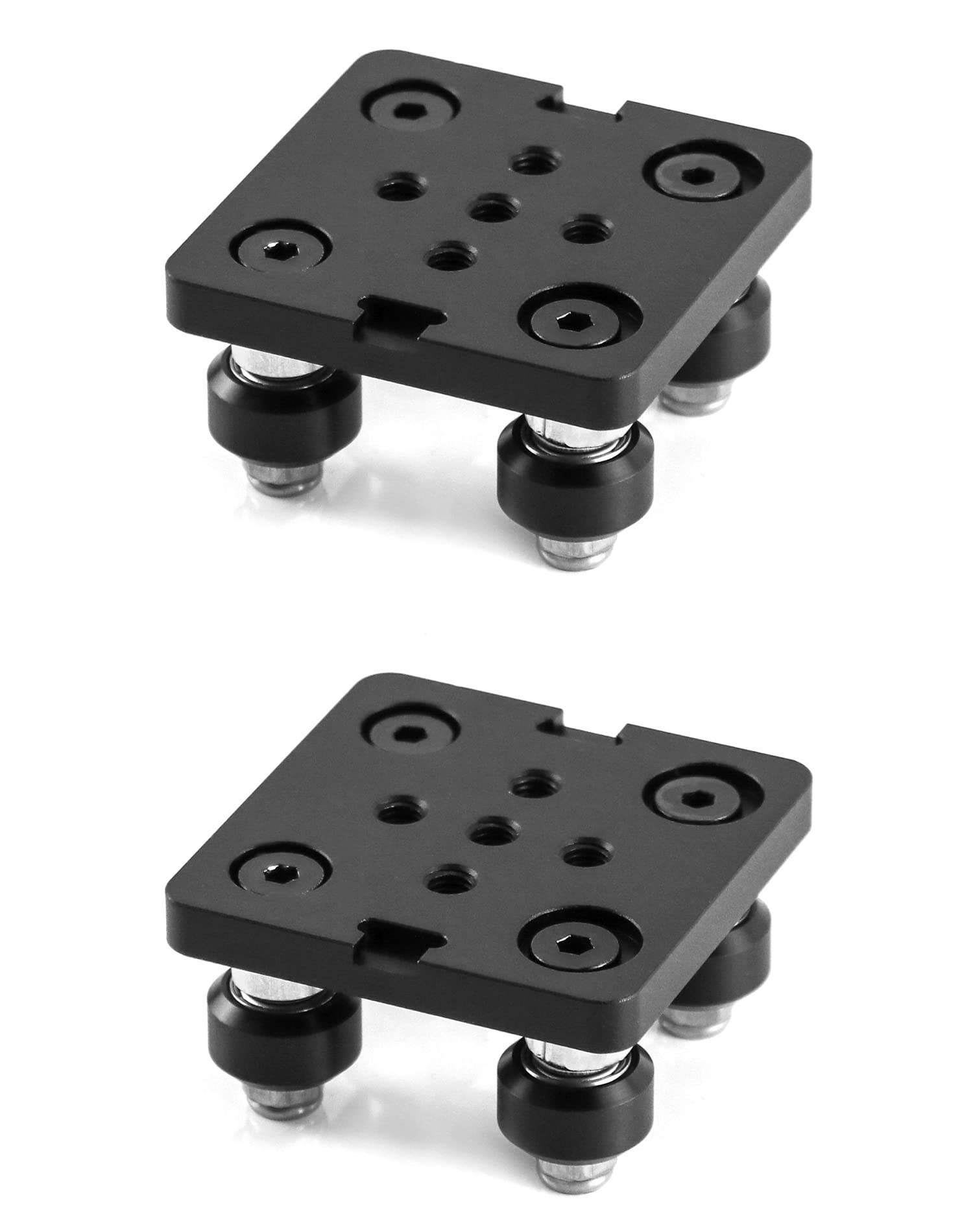 Qwork Small V Wheel Plate, 2 Pack V Slot Gantry Rod Plate With Wheel, For 2020 Aluminum Profile, Cnc And 3D Printer Parts Black