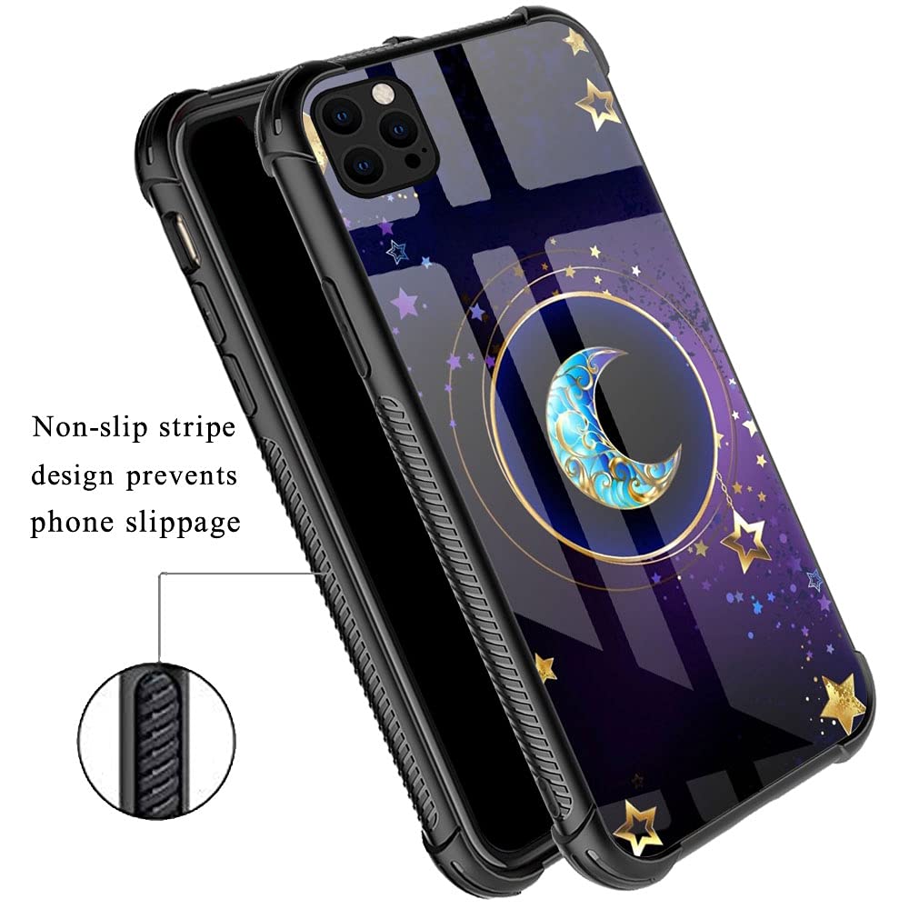 ZHEGAILIAN iPhone 13 Mini Case Moon Star Mandala Shockproof Reinforced Corners Soft TPU Acrylic