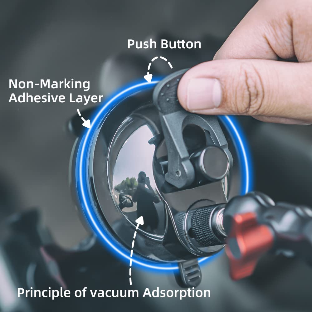 Skezn Strong Metal Suction Cup Mount Compatible With Gopro Hero 12/11/10 9/8 Black, Dji Action 4/3/2, Insta360 And Most Action Cameras (2.9 * 2.9 * 8.3In)