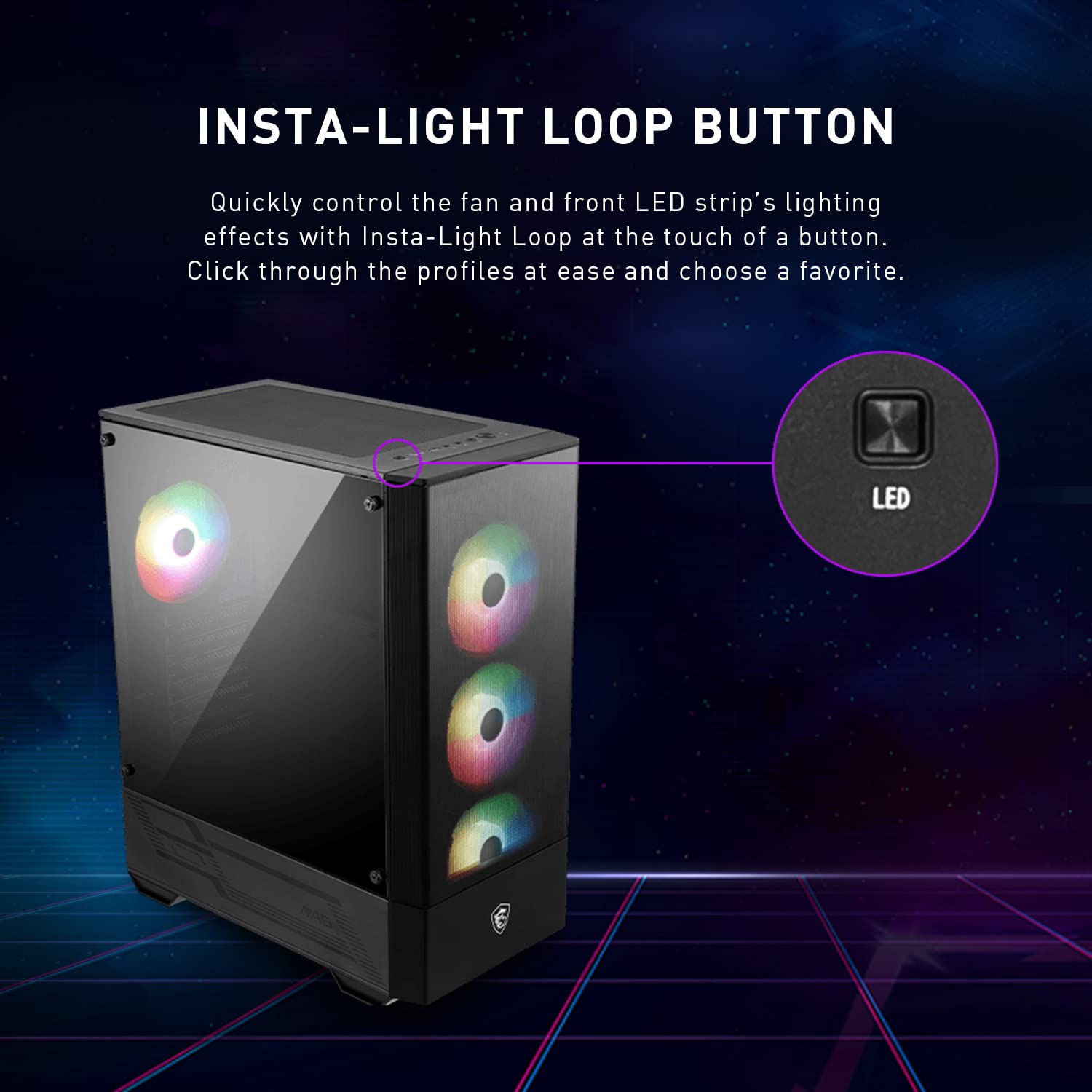 Msi Mag Forge 112R - Premium Mid-Tower Gaming Pc Case - Tempered Glass Side Panel - Argb 120Mm Fans - Liquid Cooling Support Up