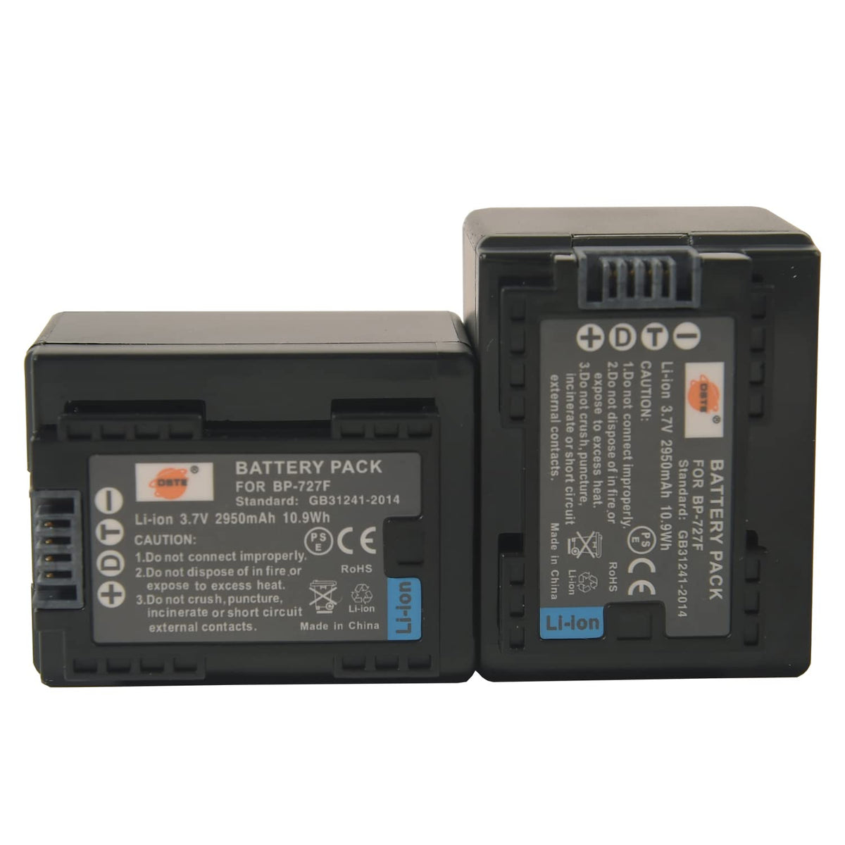 DSTE Replacement for 2X BP-727 Fully Decoded Battery Compatible Canon CG-700 Vixia HF R30 R32 R40 R42 R50 R52 R60 R62 R66 R70 R72 R300 R400 R500 R700 M50 M52 M500 M506 SLR as BP-727F BP-718