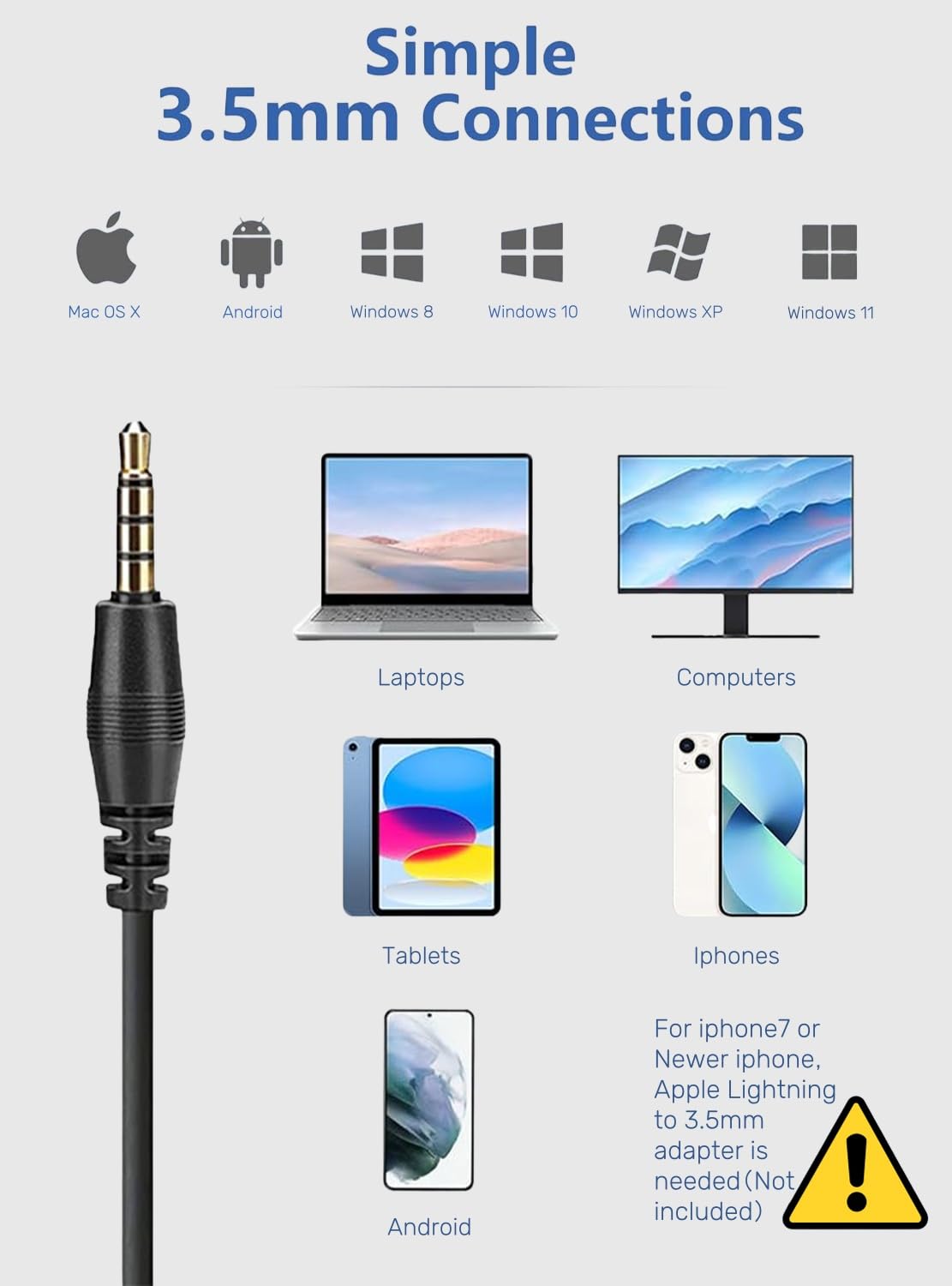 Cell Phone Headset With Noise Canceling Mic & Answer Switch, 3.5Mm Headset For Iphone Android And Ipad Tablets, Wired Computer Headphone For Office Home Call Center Business Skype Softphone