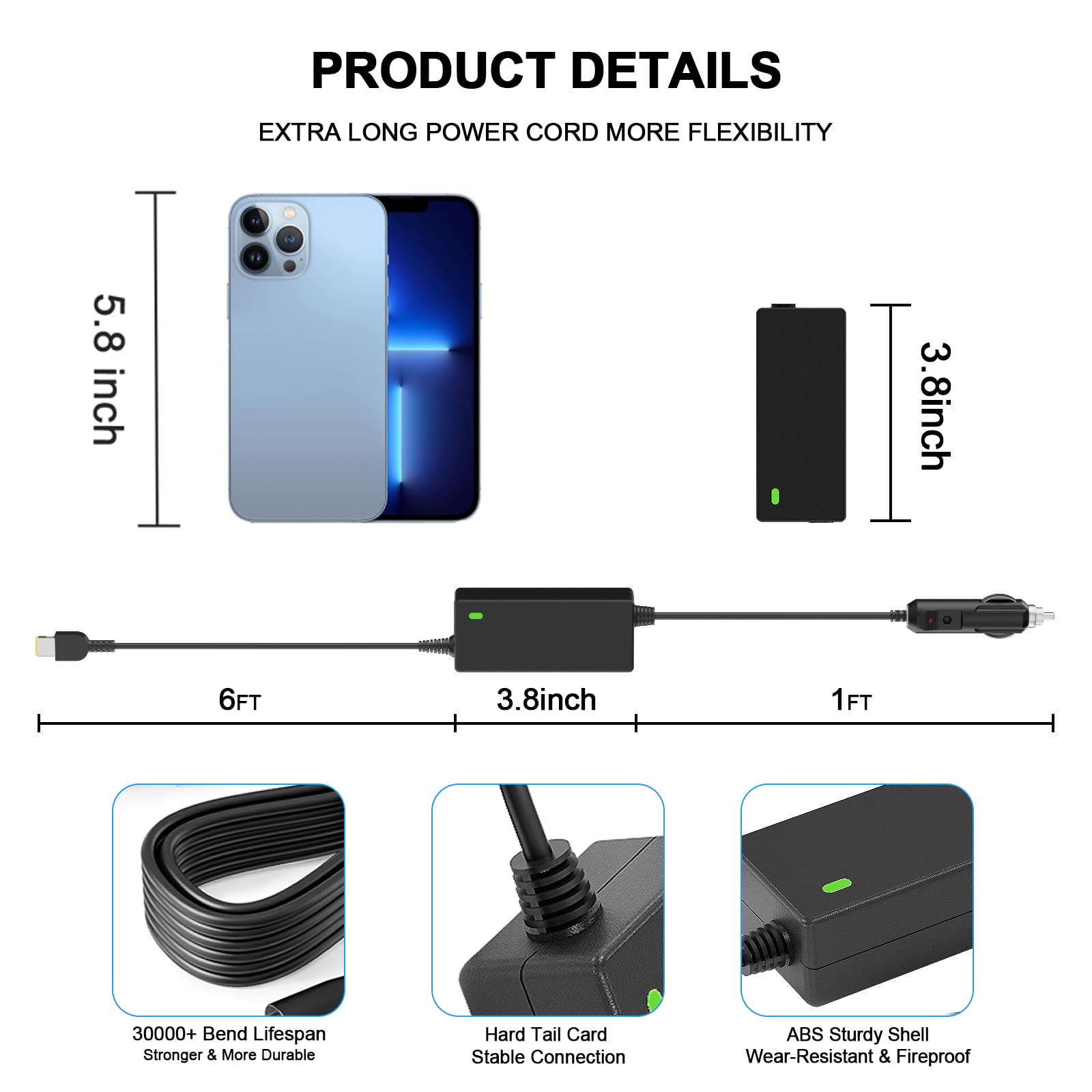 Vhbw Car Charger Replacement For Lenovo Car Charger 90W 65W 45W Compatible With Thinkpad X1 Carbon X1 Yoga T440 T450 T460 T470 T570 Edge E440 E460 E431 Lenovo Essential G700 G710 Power Supply Cord