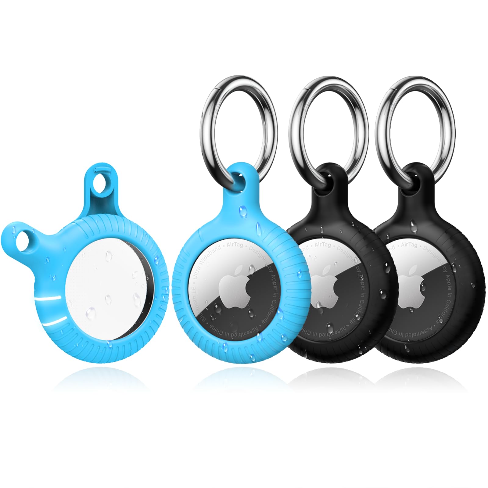 Yosh Airtag Holder Keychain 4 Pack, Airtag Keychain [Twist Lock Design] [Fit Tightly] [Pet Chew Proof] Anti Scratch Hard Pc Air Tag Case With Metal Spring Key Chain, Compatible With Apple Airtag