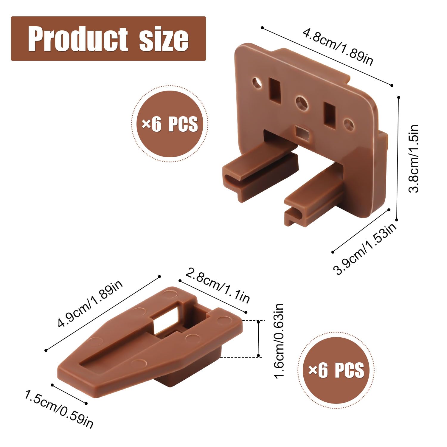 6Pcs Drawer Track Guide Kit, Plastic Drawer Guides For Kenlin Rite Trak I, Brown Replacement Drawer Slides Guides Repair Kit For