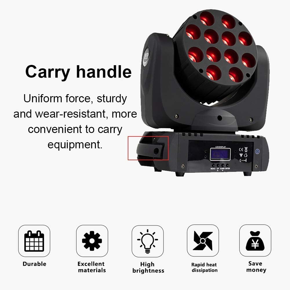 Shehds Moving Head Light Beam Wash Led 12X12W Rgbw 4In1 Dj Lights Lighting Professional 9/16 Channels Dmx512 Sound Activated Str