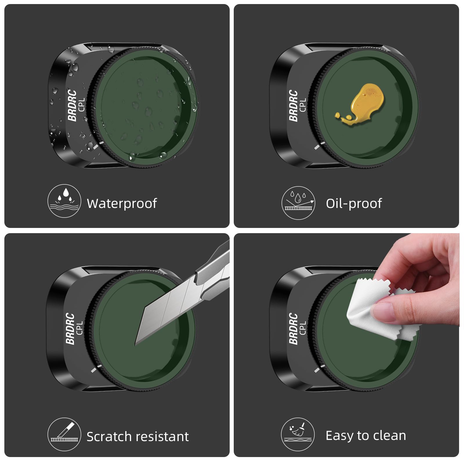 Brdrc Mini 4 Pro Filters Set Accessories, 6 Pack Cpl, Nd8/Pl, Nd16/Pl, Nd32/Pl, Nd64/Pl, Nd128/Pl Neutral Density Filter Compati