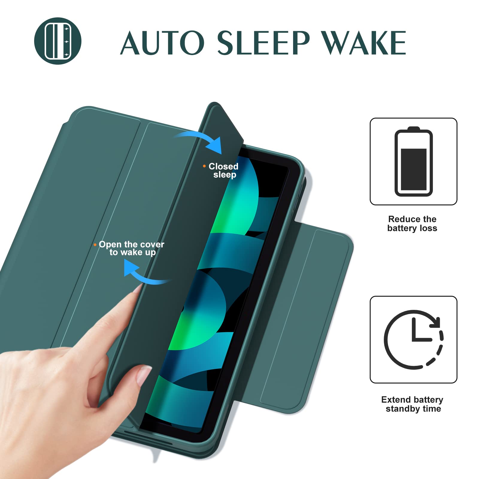 Zenlu 10.9/11 Inch Ipad Air Case With Removable Magnetic Folio Cover, Premium Pu Leather, Multiple Angles Stand, Pencil Slot Cha