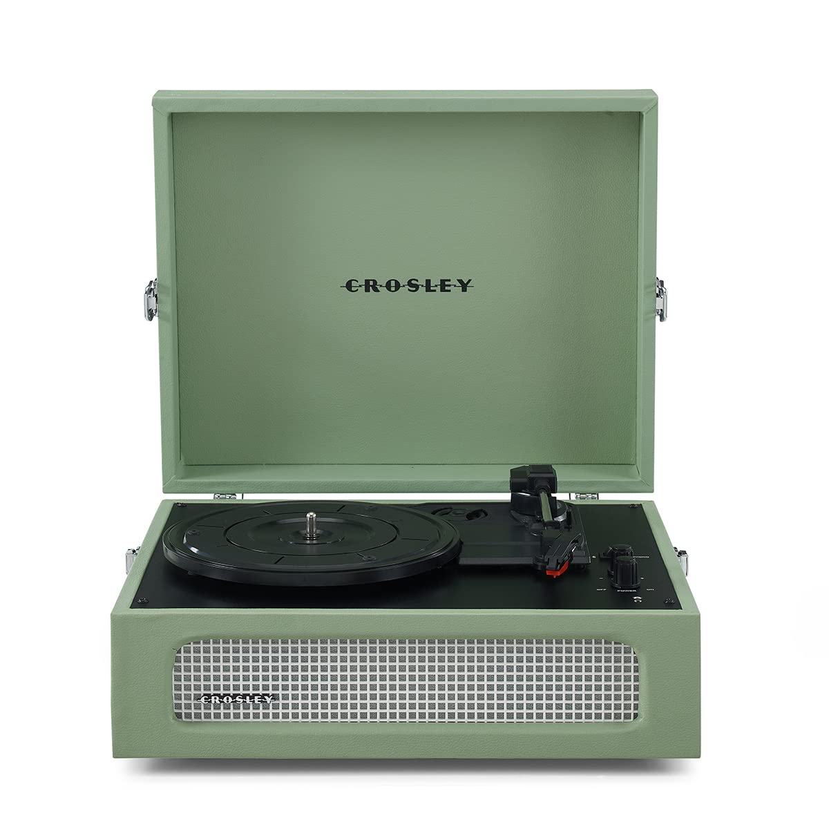 Crosley CR8017A-SA Voyager Vintage Portable Vinyl Record Player Turntable with Bluetooth Receiver and Built-in Speakers, Sage