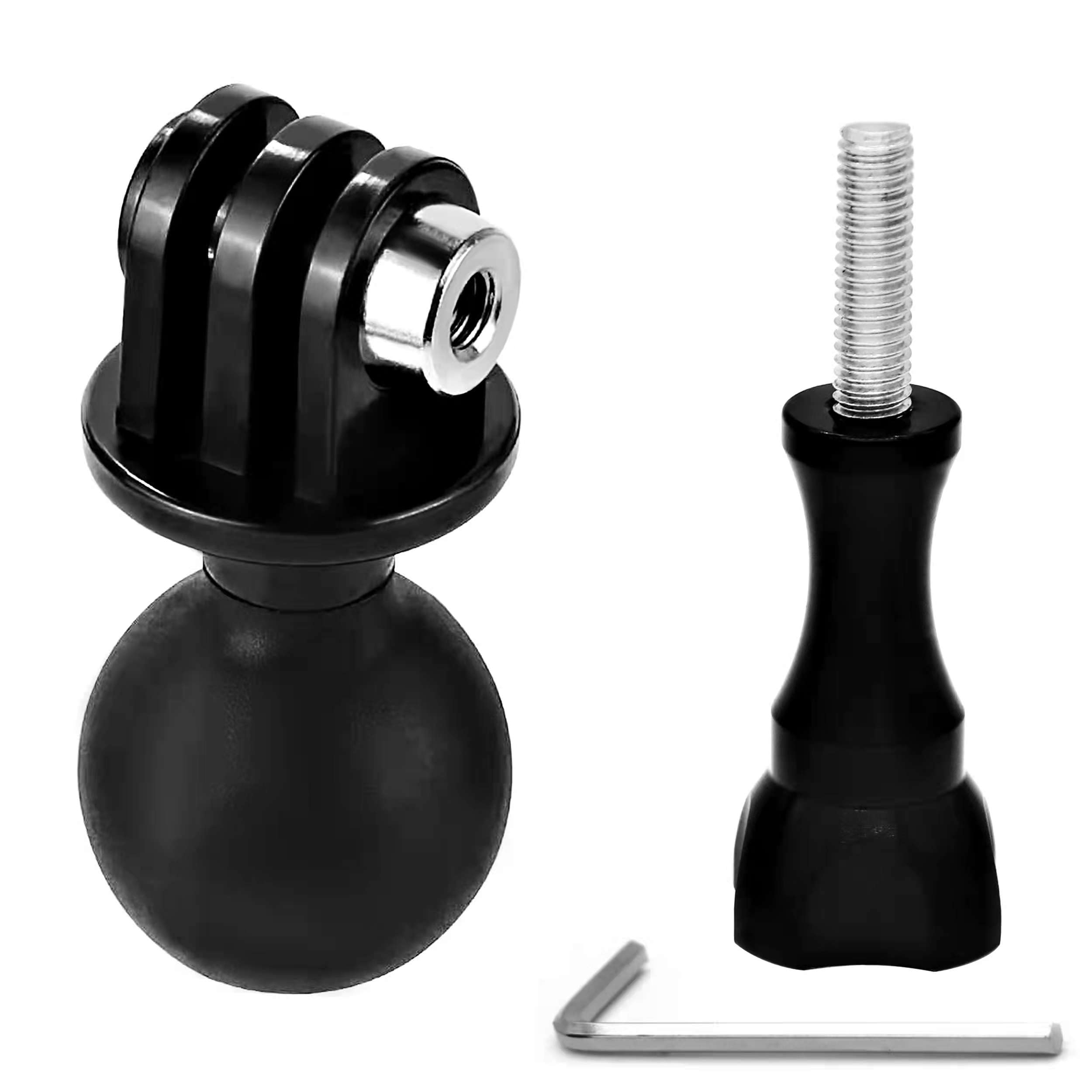 Ball Mount Adapter Compatible Gopro Hero Series/Akaso/Sjcam/Dji/Osmo/Action Camera, Compatible With Ram Ball Head Mounts, Rotating Ball Head Mount With Metal Screws