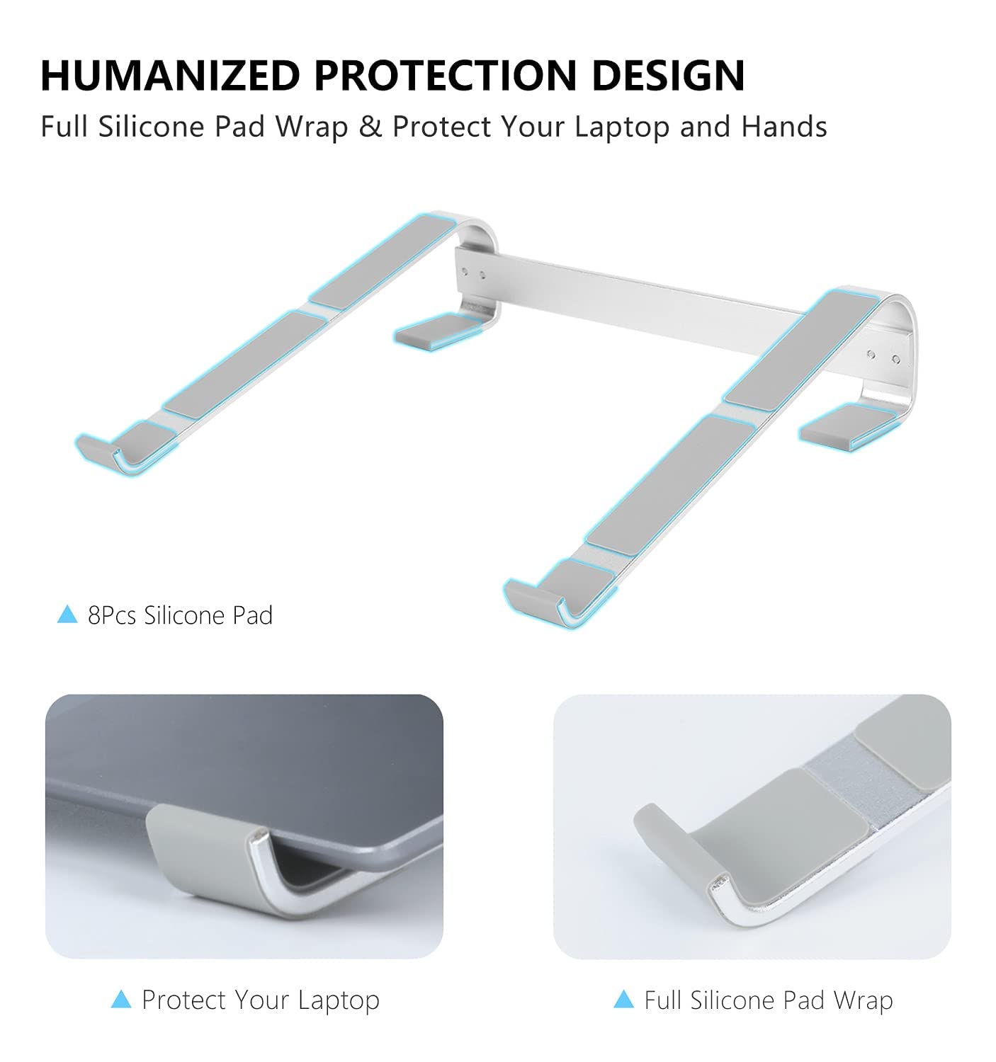 Kyqee Laptop Riser For Desk, Laptop Stand, Ergonomic Aluminum Computer Stand For Laptop, Ventilated Notebook Stand Compatible Wi