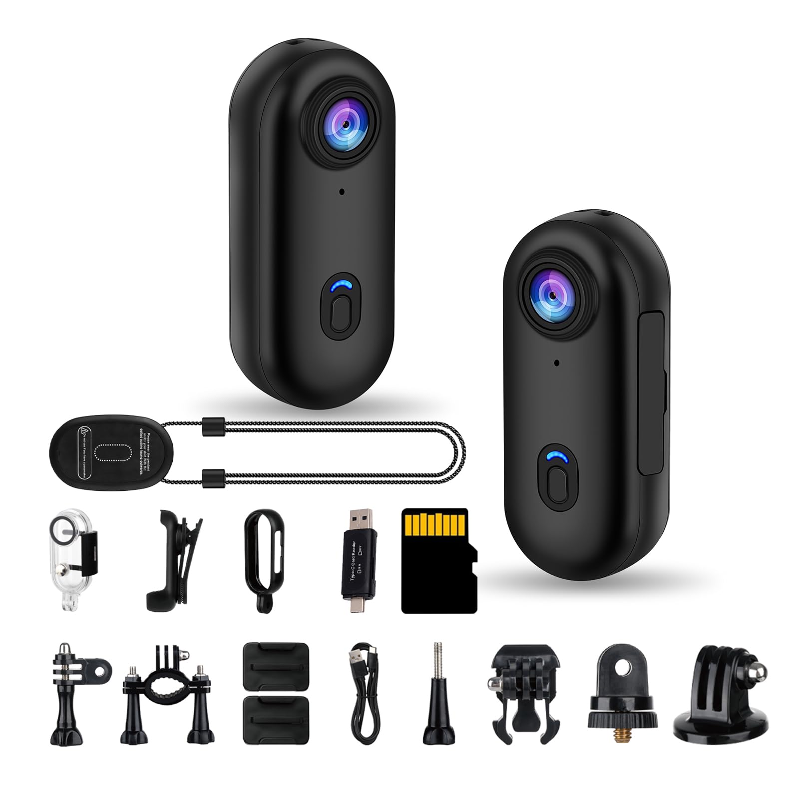 i3 4K Small POV Body Camera with Audio and Video Recording Accessories Kit Bundle, Thumb Size, Chest Wearable Mini Action Cam fo