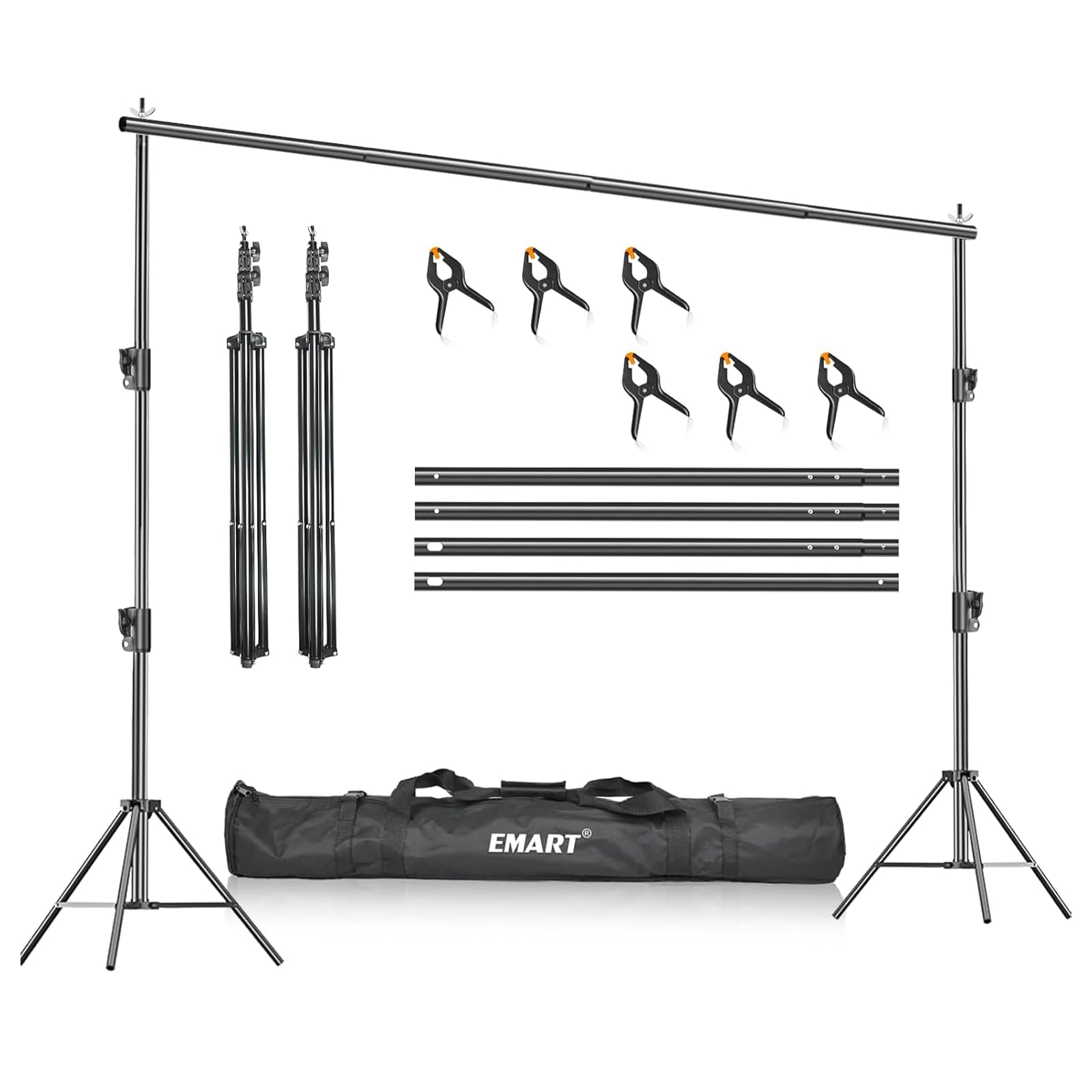 EMART Heavy Duty Backdrop Stand, 8.5 x 10ft Adjustable Photo Background Support System Kit with Carry Bag for Photography